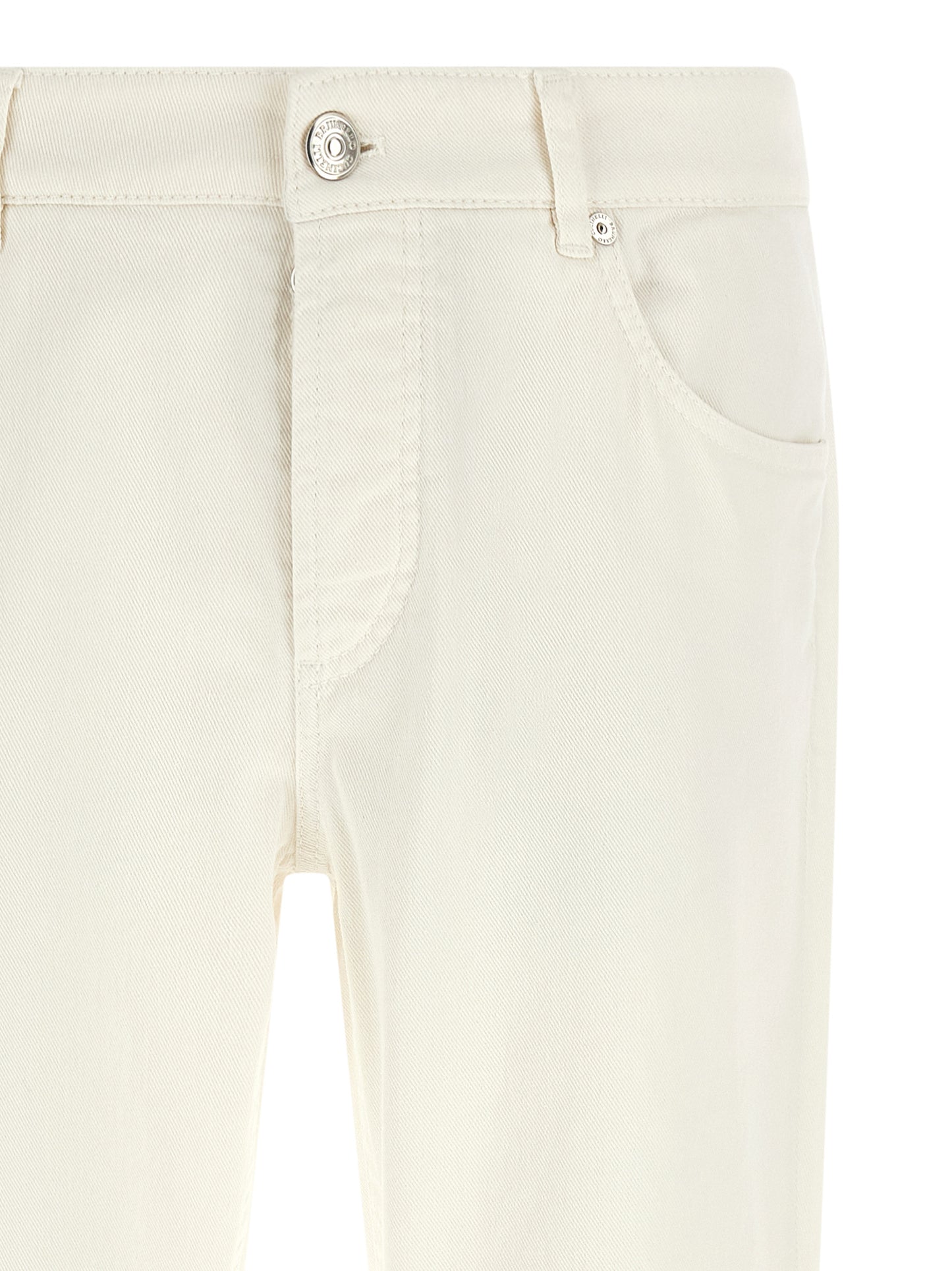 Jeans by Brunello Cucinelli for men in stretch denim cotton white features an refined tailoring silhouette, showcasing a premium with a and long cut for a refined tailoring look.