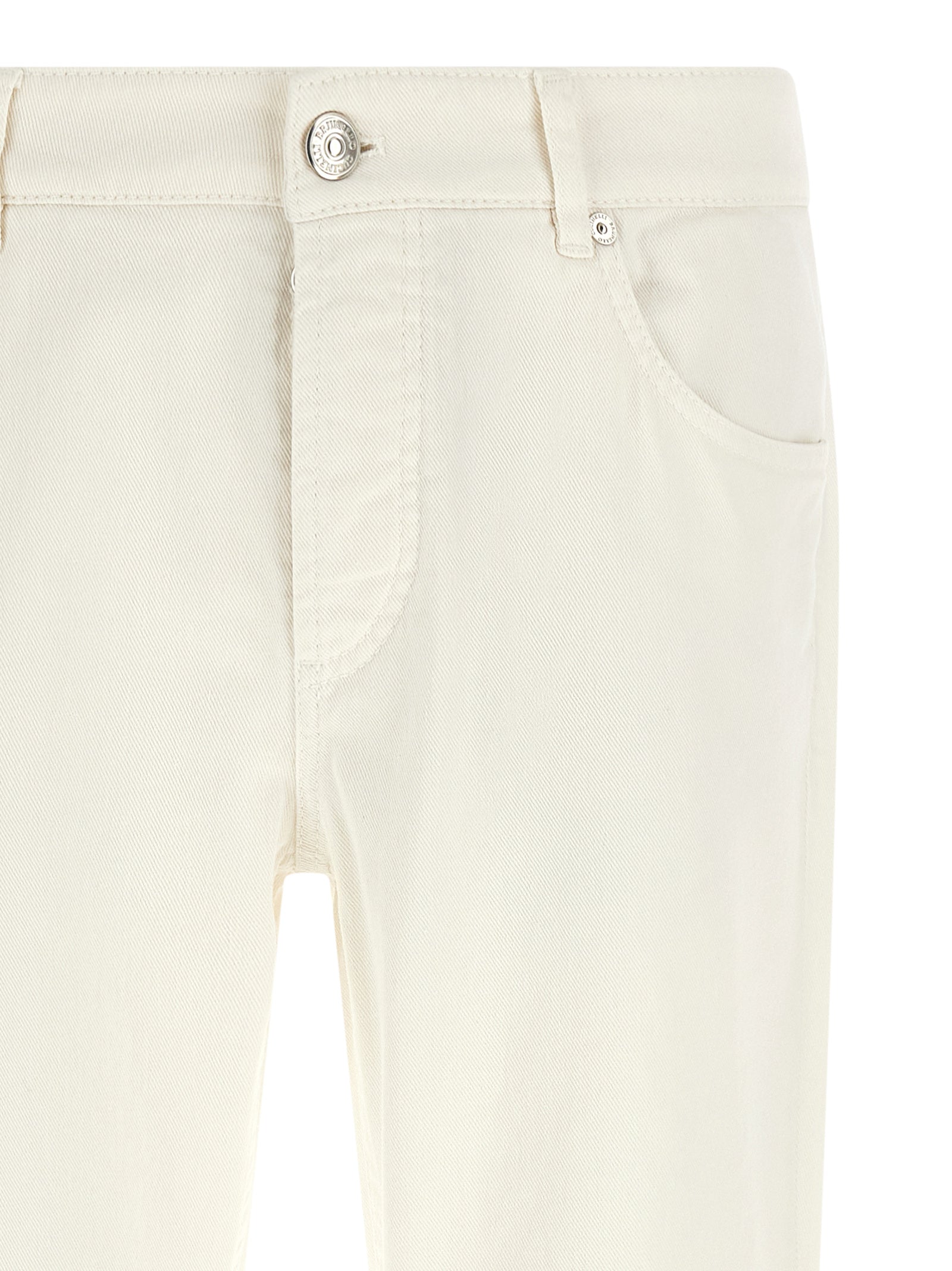 Jeans by Brunello Cucinelli for men in stretch denim cotton white features an refined tailoring silhouette, showcasing a premium with a and long cut for a refined tailoring look.