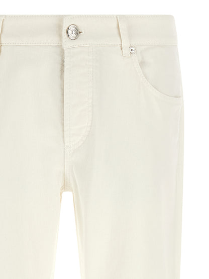 Jeans by Brunello Cucinelli for men in stretch denim cotton white features an refined tailoring silhouette, showcasing a premium with a and long cut for a refined tailoring look.