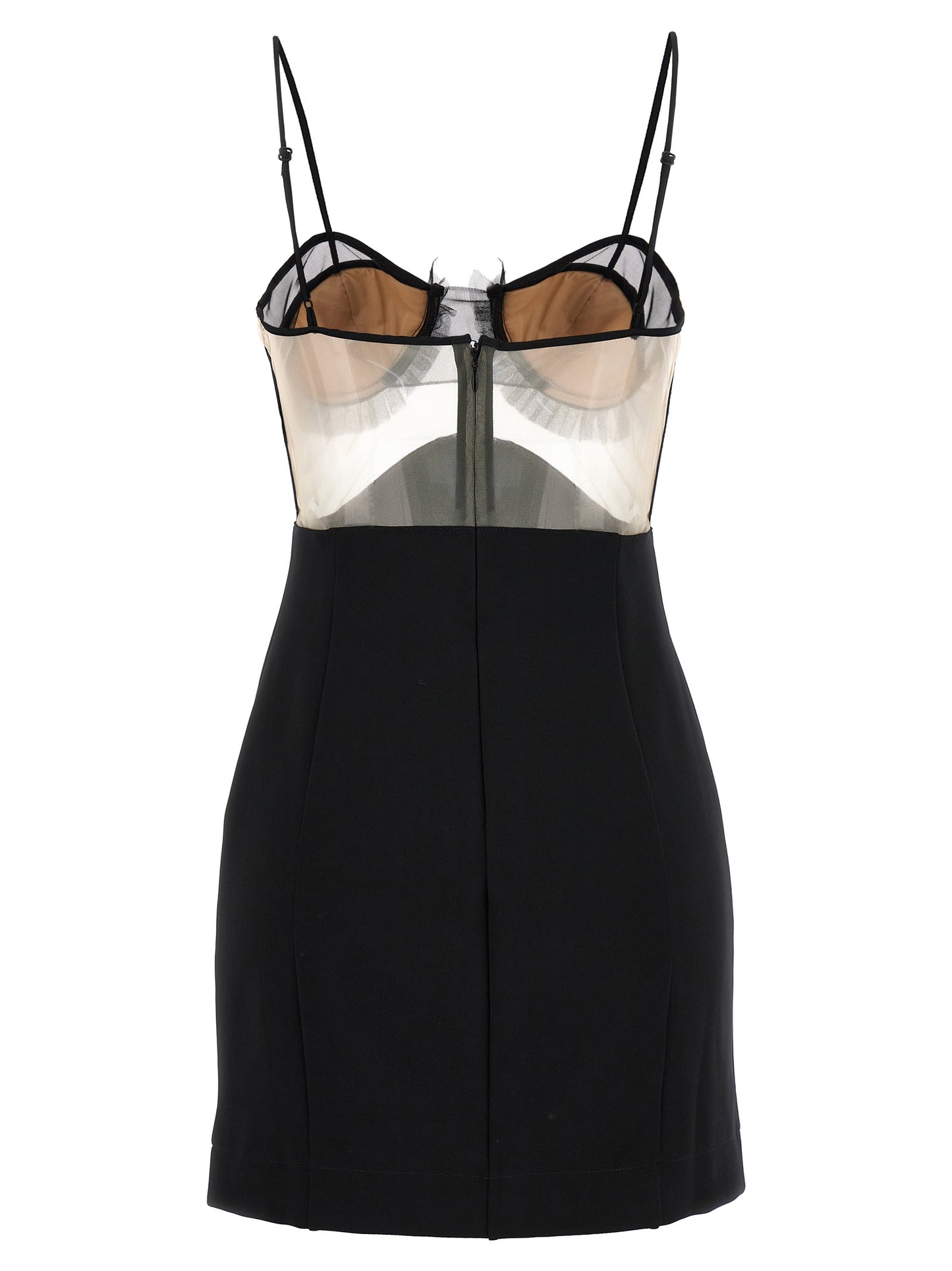 Dress by Nensi Dojaka for women in stretch polyester & viscose black showcases a striking silhouette, elegantly detailed with a , refined , and a striking short for a striking finish.