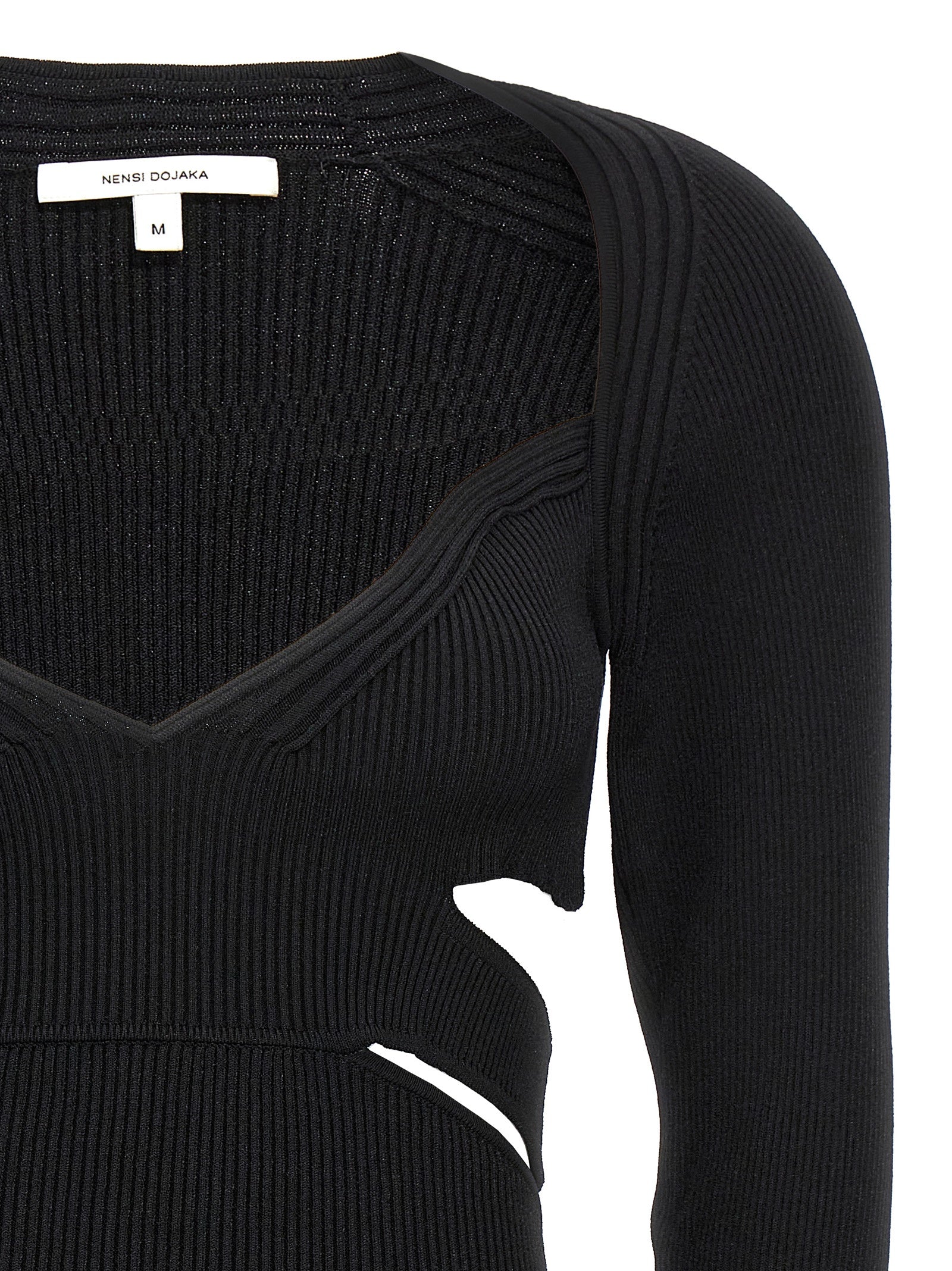 Cardigan by Nensi Dojaka for women in polyester & viscose black features an impeccable silhouette, showcasing a sophisticated sweetheart neckline and detail for a truly impeccable finish.