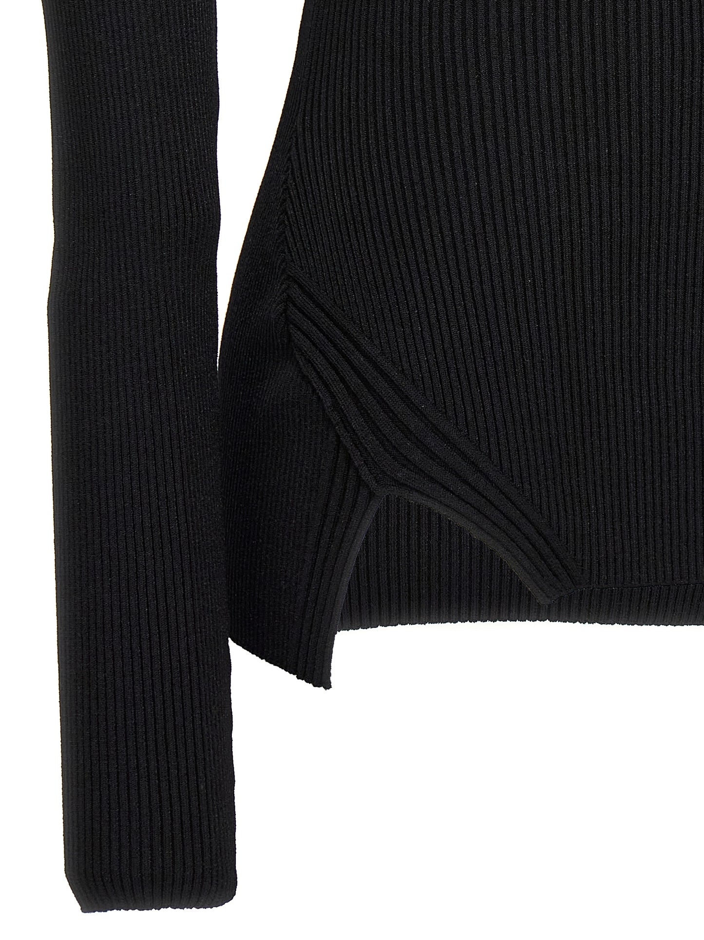Cardigan by Nensi Dojaka for women in polyester & viscose black features a dramatic silhouette, showcasing a sophisticated and dramatic detail for a timeless, premium look.