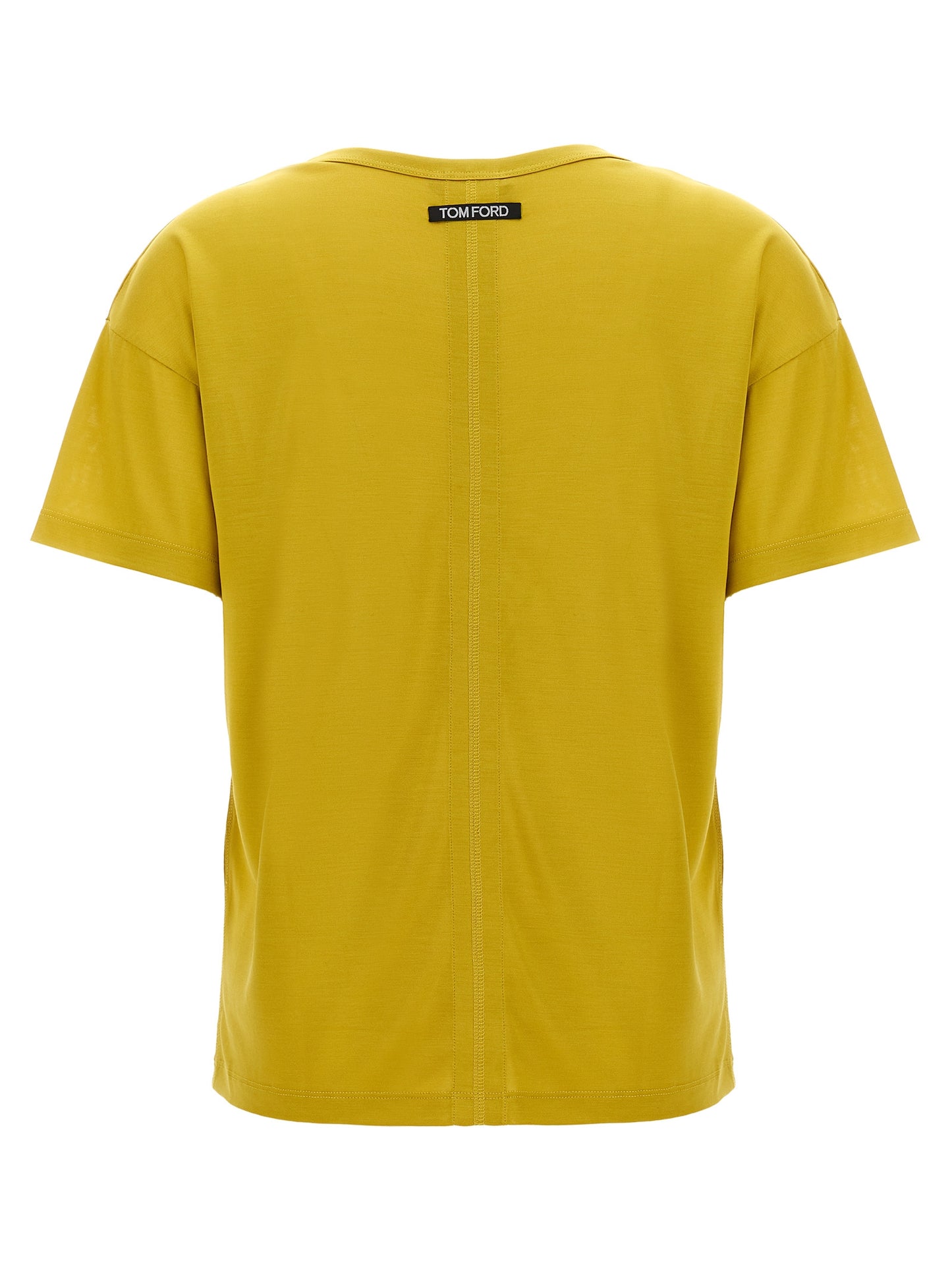 T-Shirt by Tom Ford for women in silk bicolour & yellow showcases a fashionable silhouette, elegantly detailed with a fashionable and crew neckline for a sophisticated, high-fashion look.