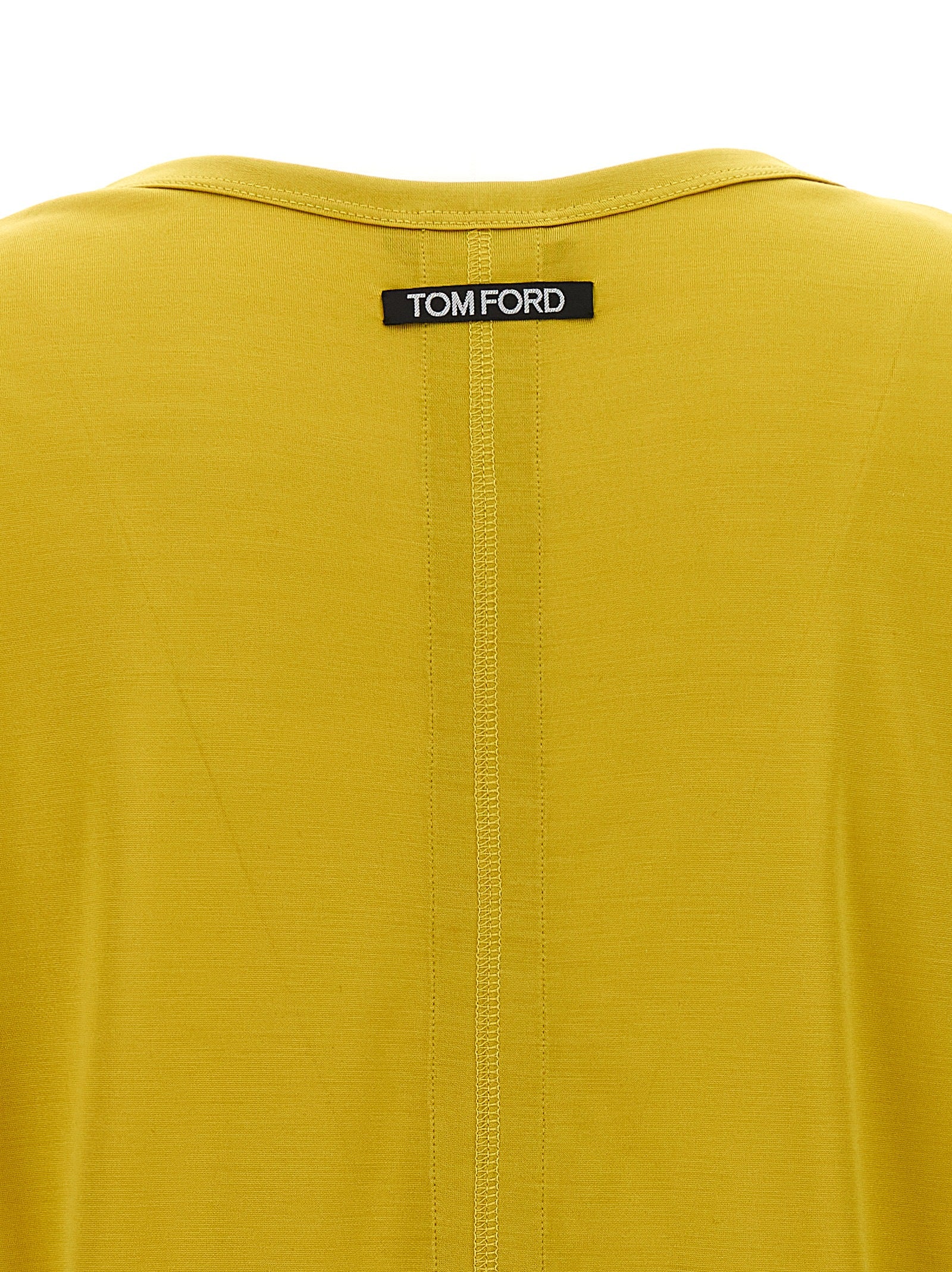 T-Shirt by Tom Ford for women in silk bicolour & yellow features an edgy silhouette, meticulously detailed with a sophisticated and for a truly edgy finish.