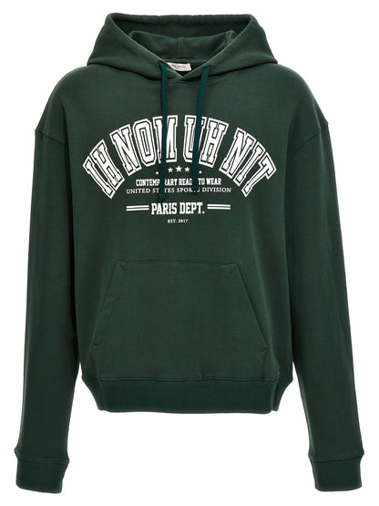 Sweatshirt Hoodie by IH NOM UH NIT for men in cotton & rubber bicolour, green & print features an avant-garde silhouette, showcasing a sophisticated hooded neckline and detail for a truly avant-garde finish.