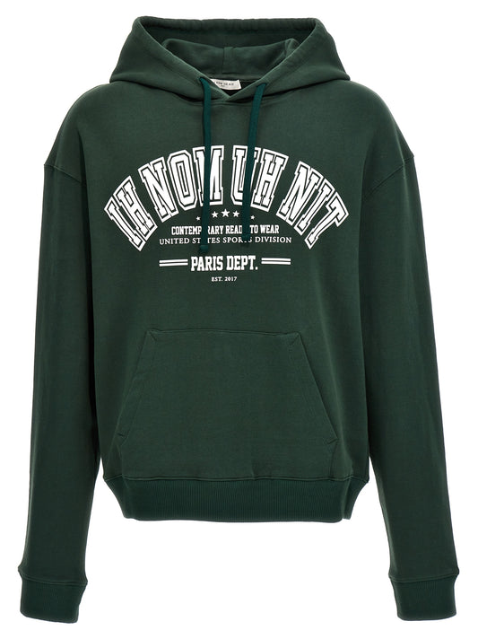 Sweatshirt Hoodie by IH NOM UH NIT for men in cotton & rubber bicolour, green & print features an avant-garde silhouette, showcasing a sophisticated hooded neckline and detail for a truly avant-garde finish.