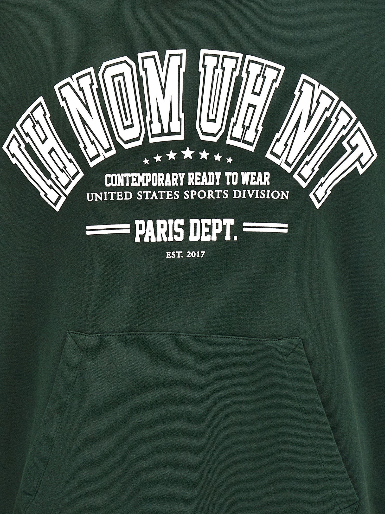 Sweatshirt Hoodie by IH NOM UH NIT for men in cotton & rubber bicolour, green & print showcases a city-ready silhouette, artfully detailed with a signature and for a city-ready finish.