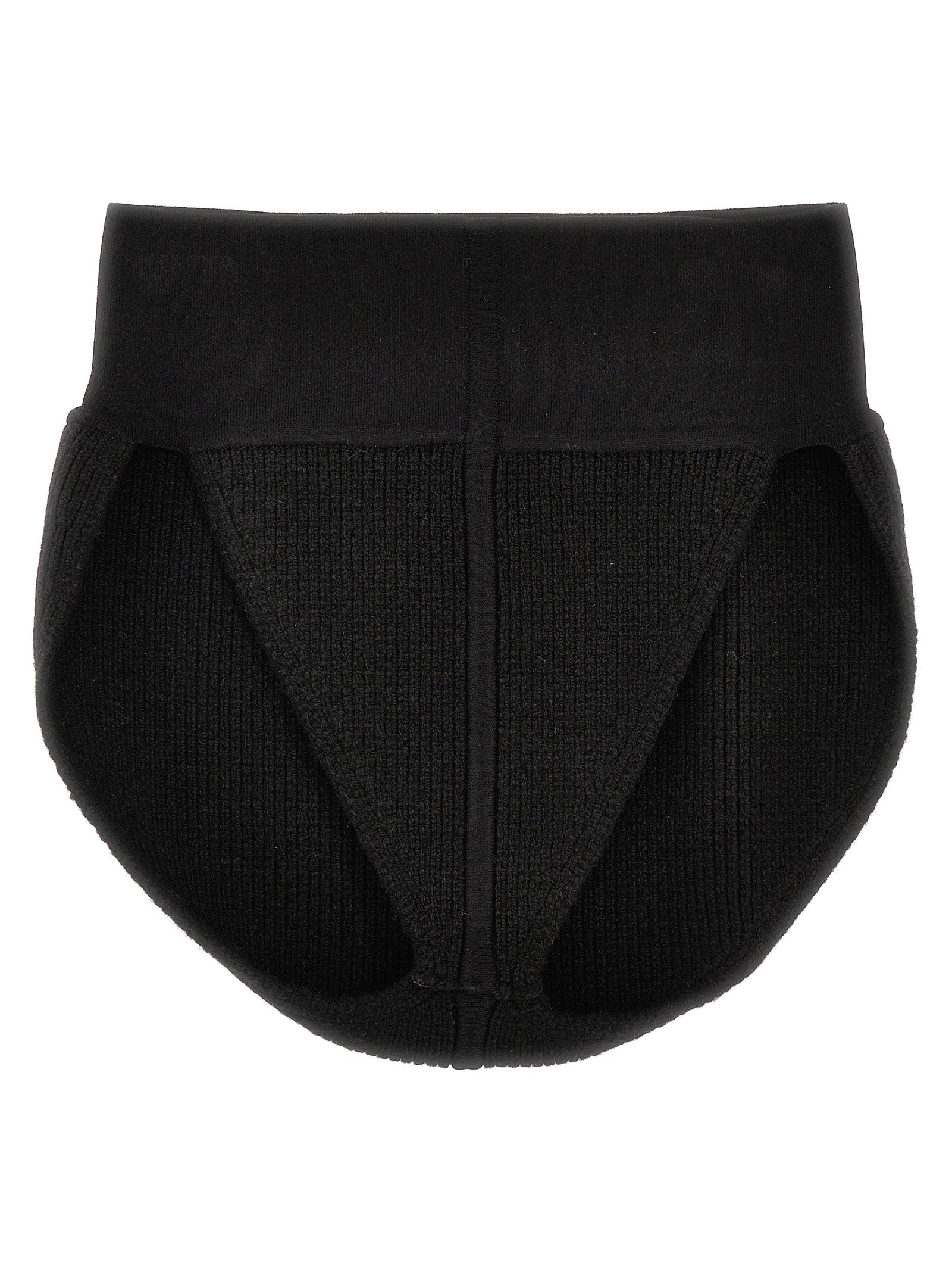Underpants Briefs by Rick Owens for women in cashmere wool black features an sultry silhouette, showcasing a sultry fit from the Women's High Rise Cashmere Wool Underpants Briefs collection.