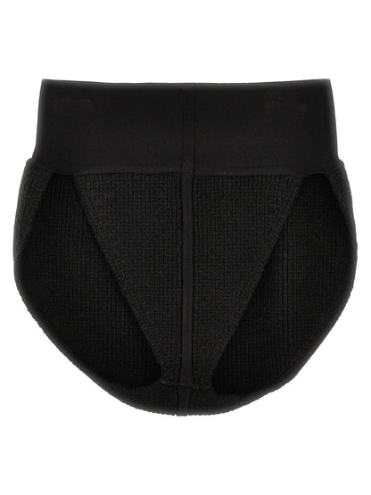 Underpants Briefs by Rick Owens for women in cashmere wool black features an sultry silhouette, showcasing a sultry fit from the Women's High Rise Cashmere Wool Underpants Briefs collection.