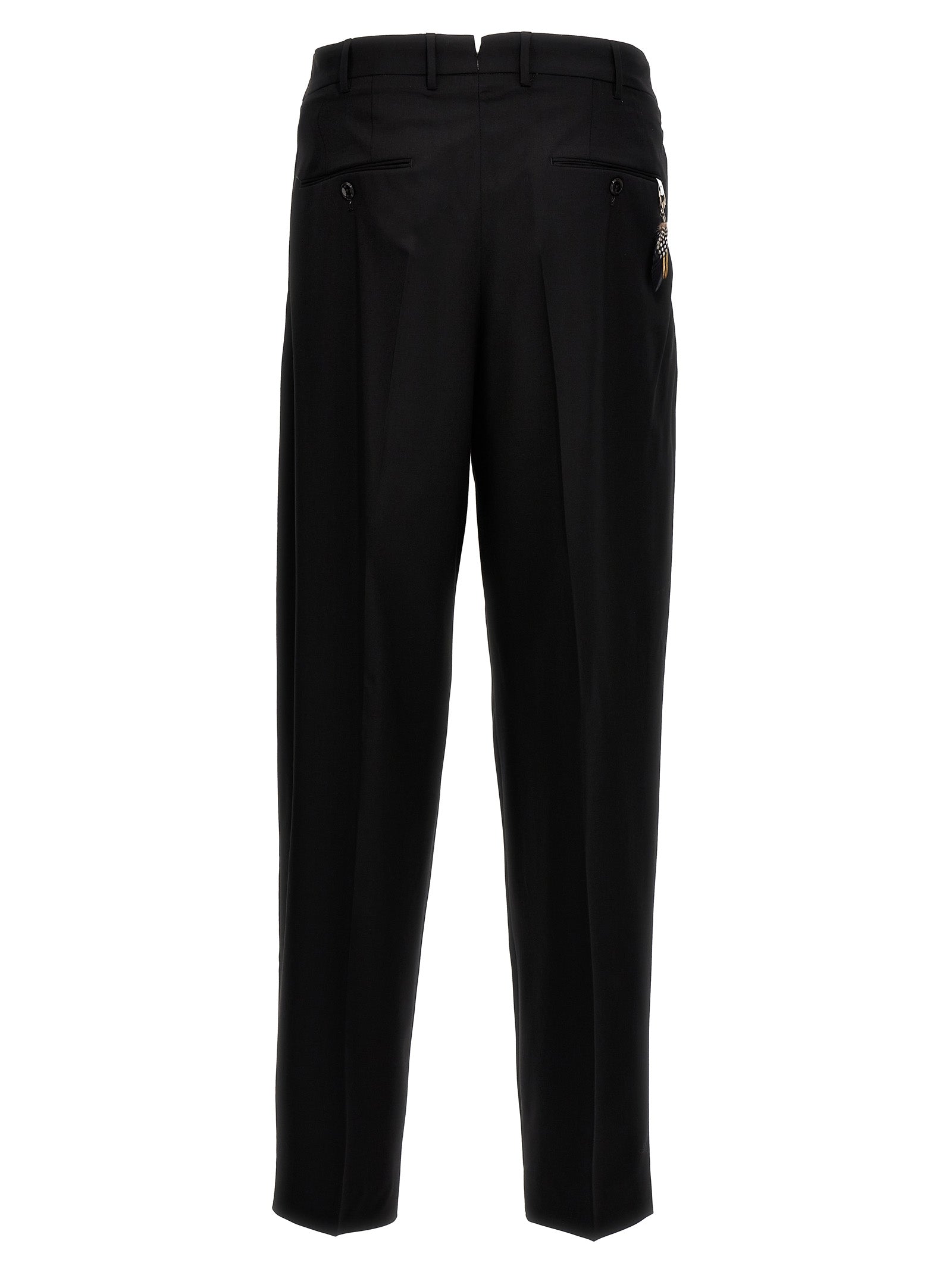 Trousers by PT Torino for men in virgin wool & polyamide black presents a perennial silhouette, meticulously tailored with a cut, long finish, and an elegant .