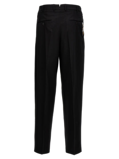 Trousers by PT Torino for men in virgin wool & polyamide black presents a perennial silhouette, meticulously tailored with a cut, long finish, and an elegant .