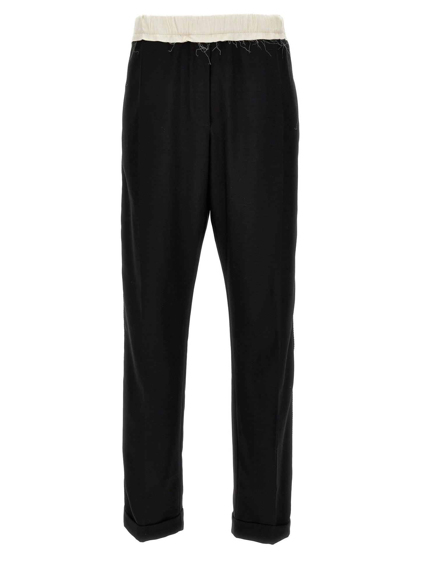 Casual Pants by WALES BONNER for men in wool bicolour, black & white features a polished silhouette with a polished , reaching a polished long and finished with a polished .