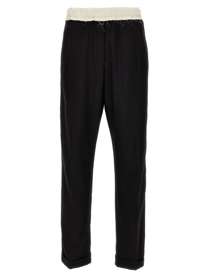 Casual Pants by WALES BONNER for men in wool bicolour, black & white features a polished silhouette with a polished , reaching a polished long and finished with a polished .
