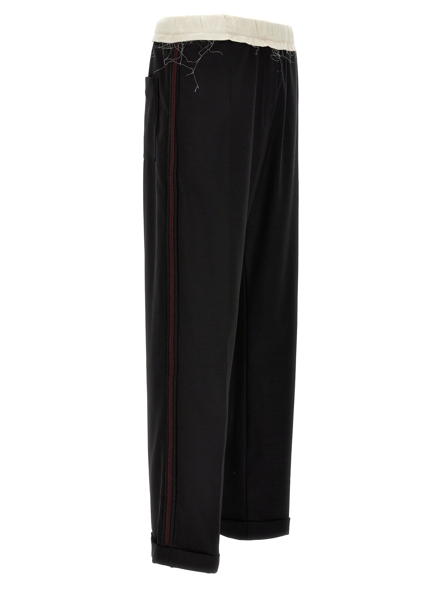 Casual Pants by WALES BONNER for men in wool bicolour, black & white features an refined tailoring silhouette, showcasing a premium with a and long cut for a refined tailoring look.