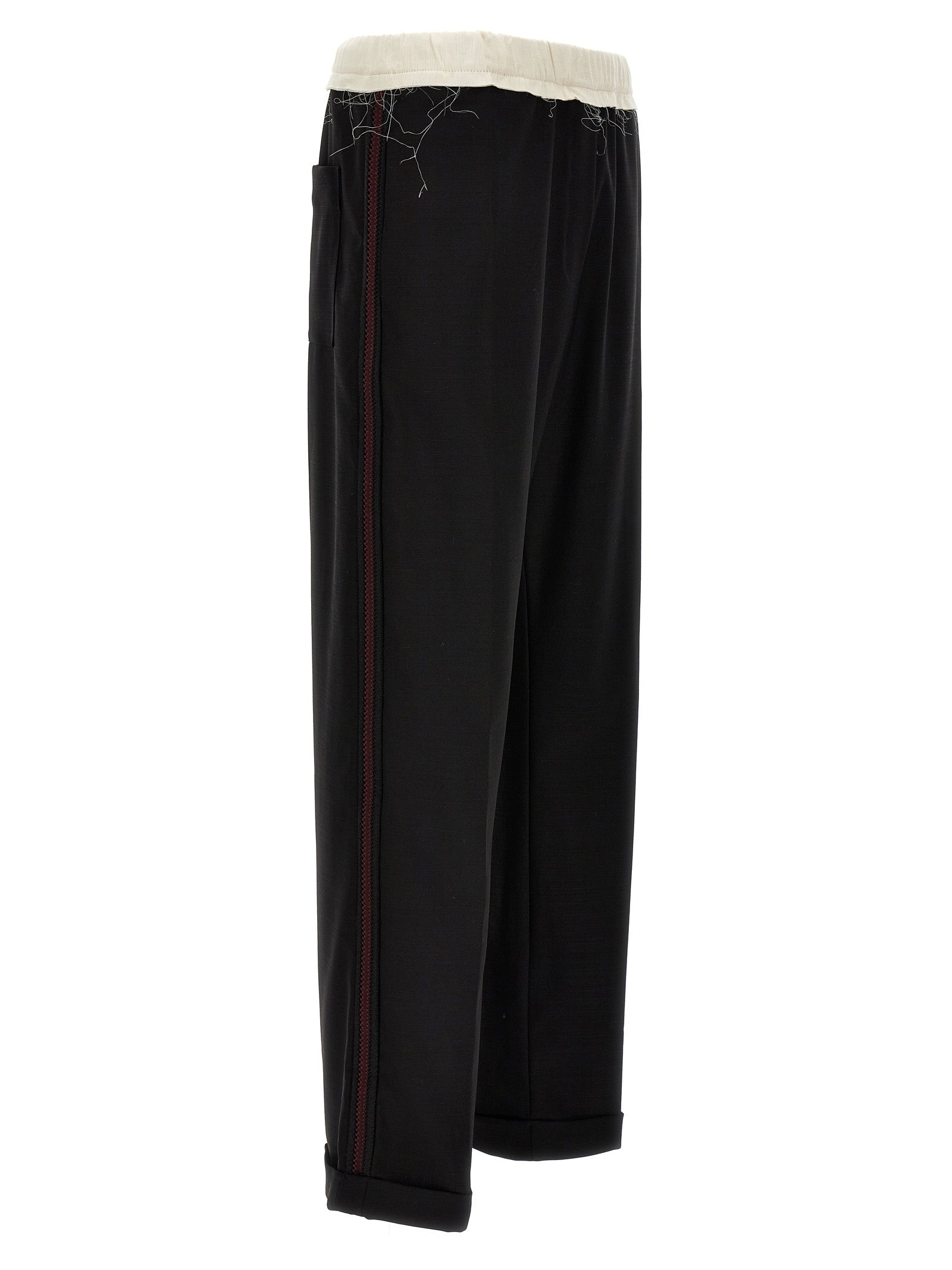 Casual Pants by WALES BONNER for men in wool bicolour, black & white features an refined tailoring silhouette, showcasing a premium with a and long cut for a refined tailoring look.