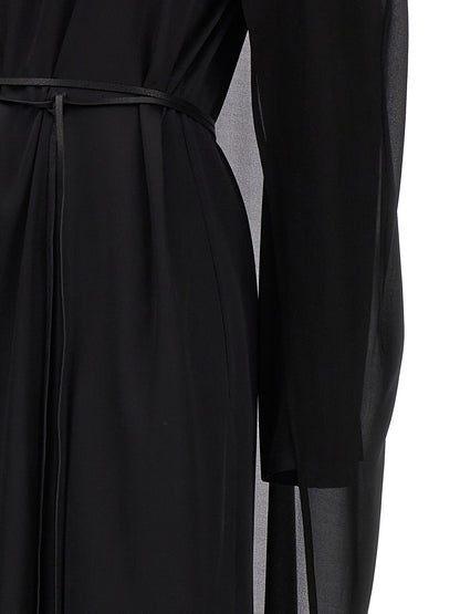 Dress by DI.LA3 PARI' for women in leather black features an cute silhouette, detailed with a and that elegantly flows into a cute long.