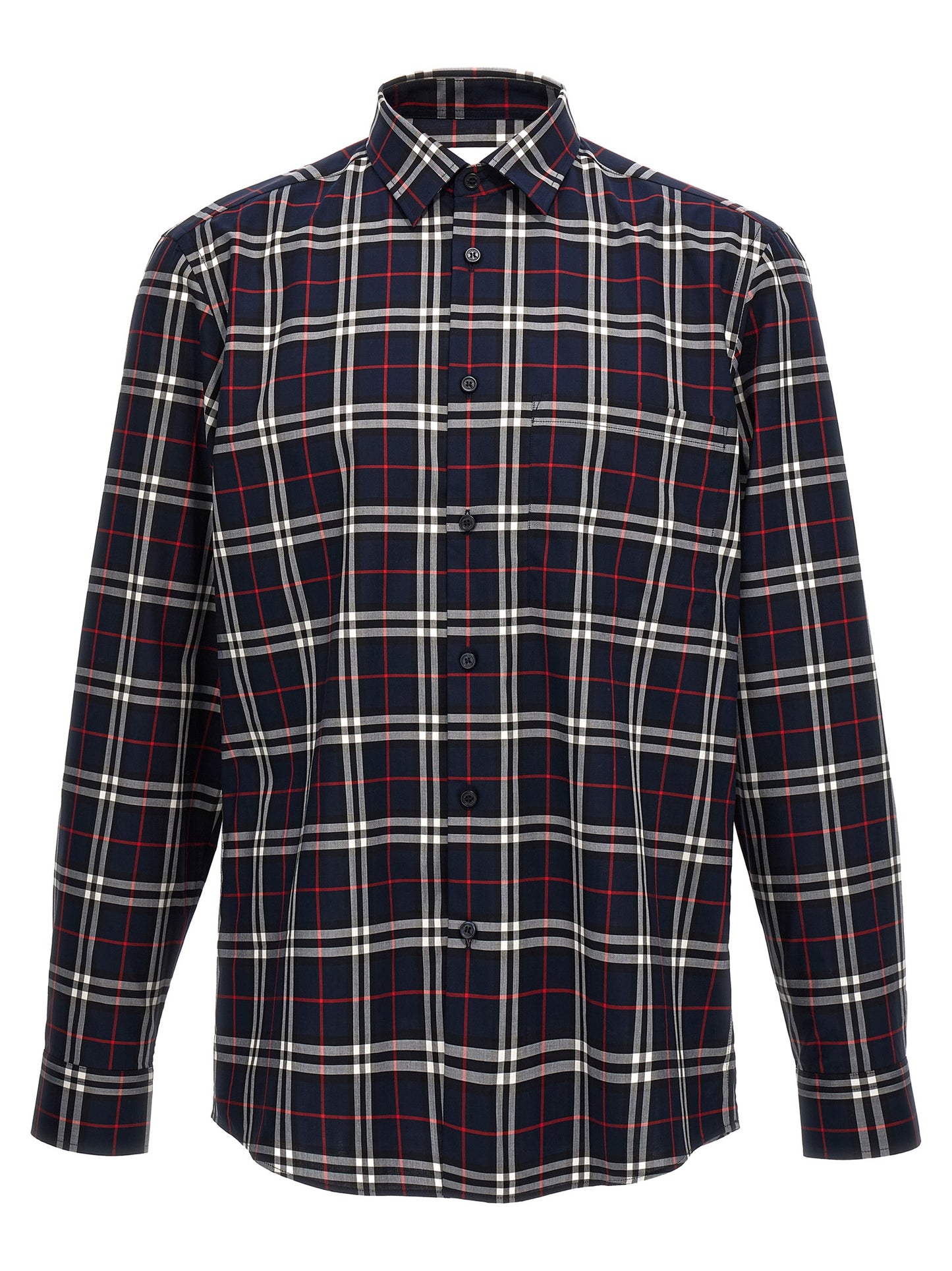 Shirt by Burberry for men in cotton blue & print showcases a sleek silhouette, elegantly detailed with a sleek and for a sleek finish.