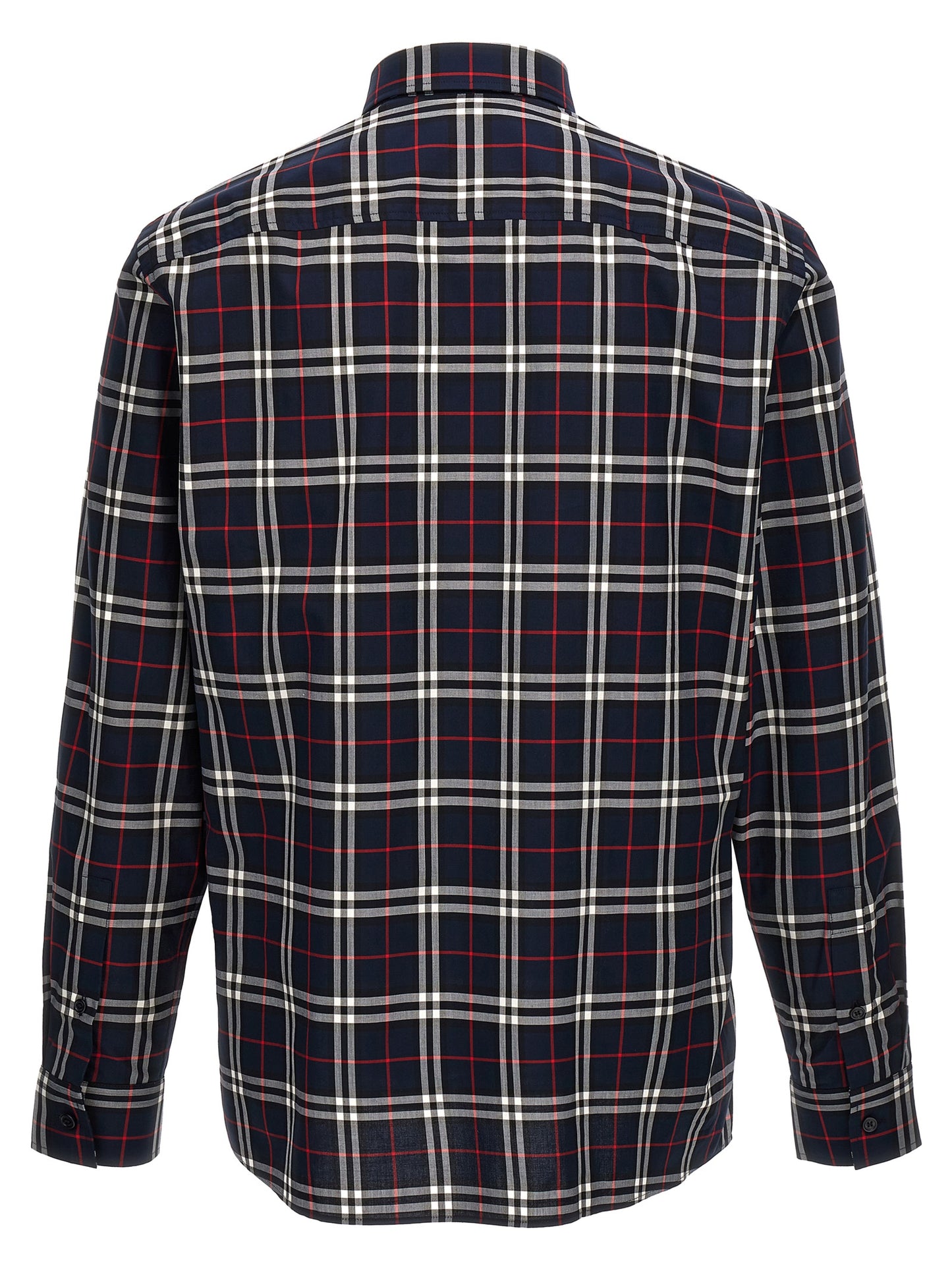 Shirt by Burberry for men in cotton blue & print showcases a sharp silhouette, elegantly detailed with a sharp and sharp .