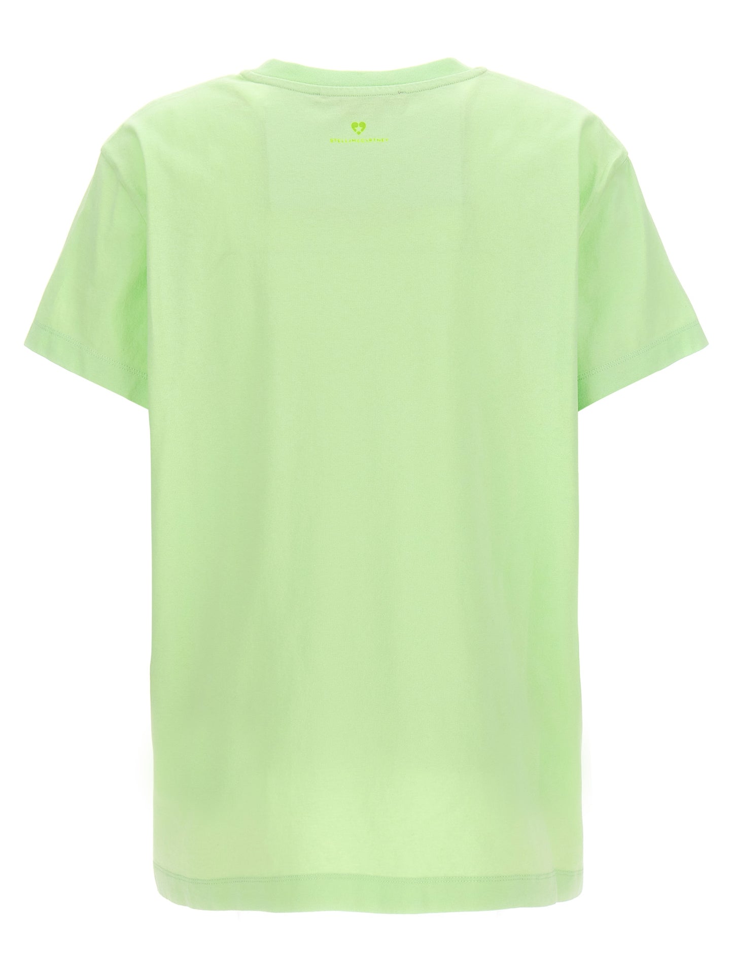 Activewear T-Shirt by Stella McCartney for women in organic cotton bicolour & green features a dynamic silhouette with and crew neckline enhanced by functional .