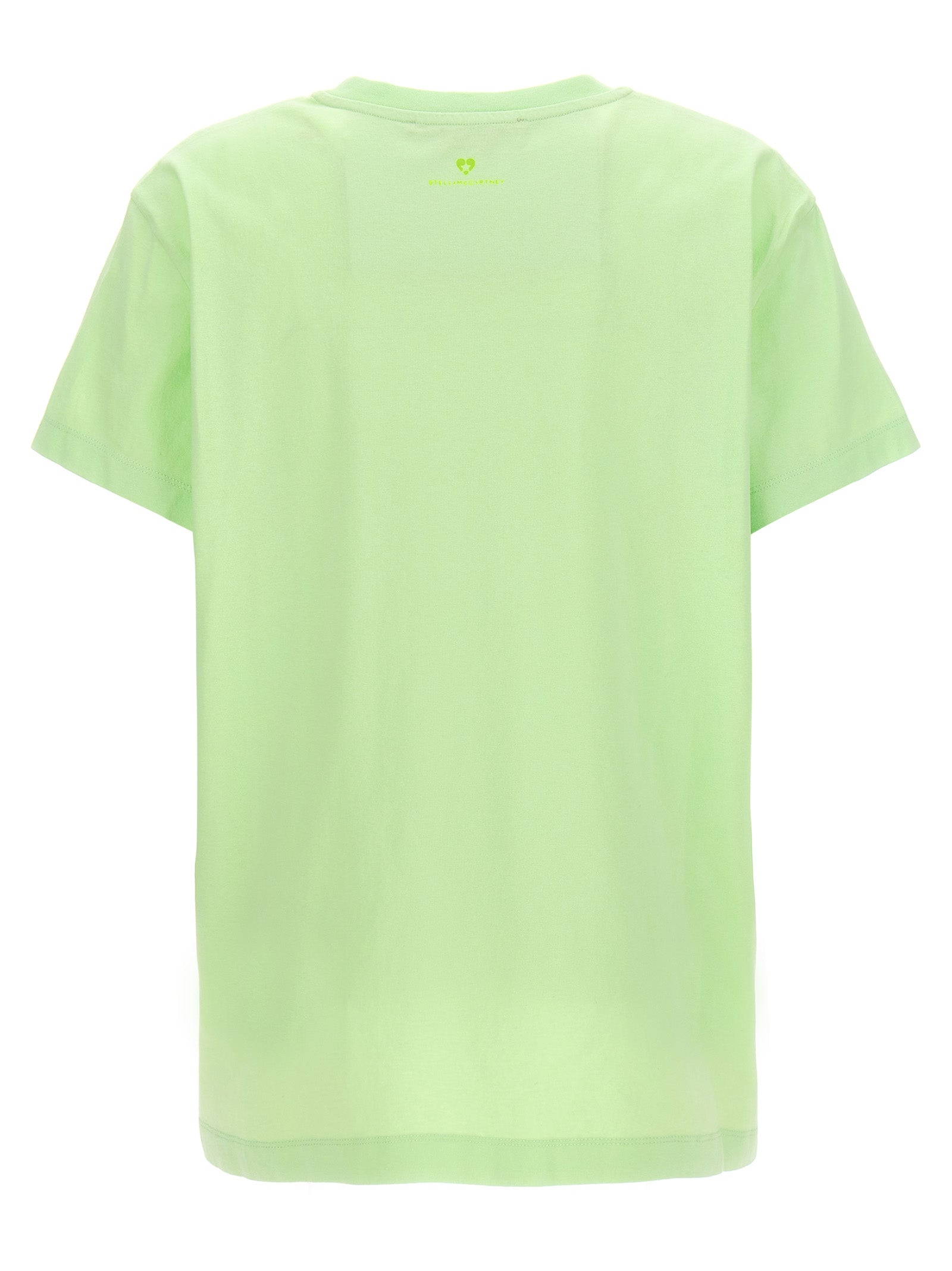 Activewear T-Shirt by Stella McCartney for women in organic cotton bicolour & green features a dynamic silhouette with and crew neckline enhanced by functional .