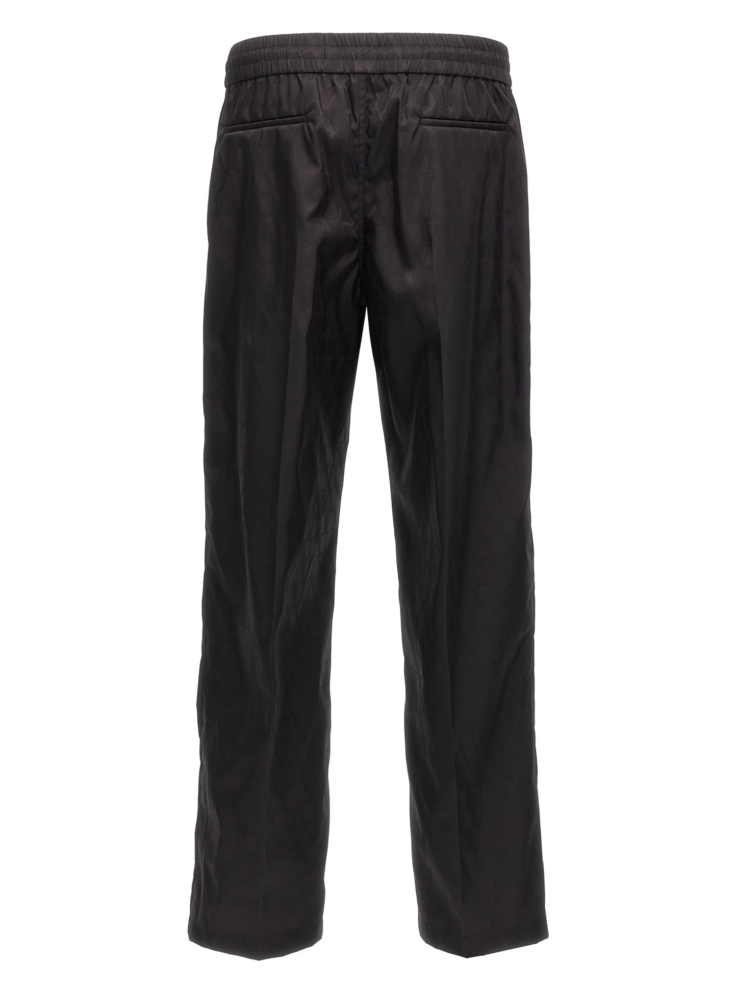 Casual Pants by Valentino Garavani for men in nylon black, patterned & toile features an refined tailoring silhouette, showcasing a premium with a and long cut for a refined tailoring look.