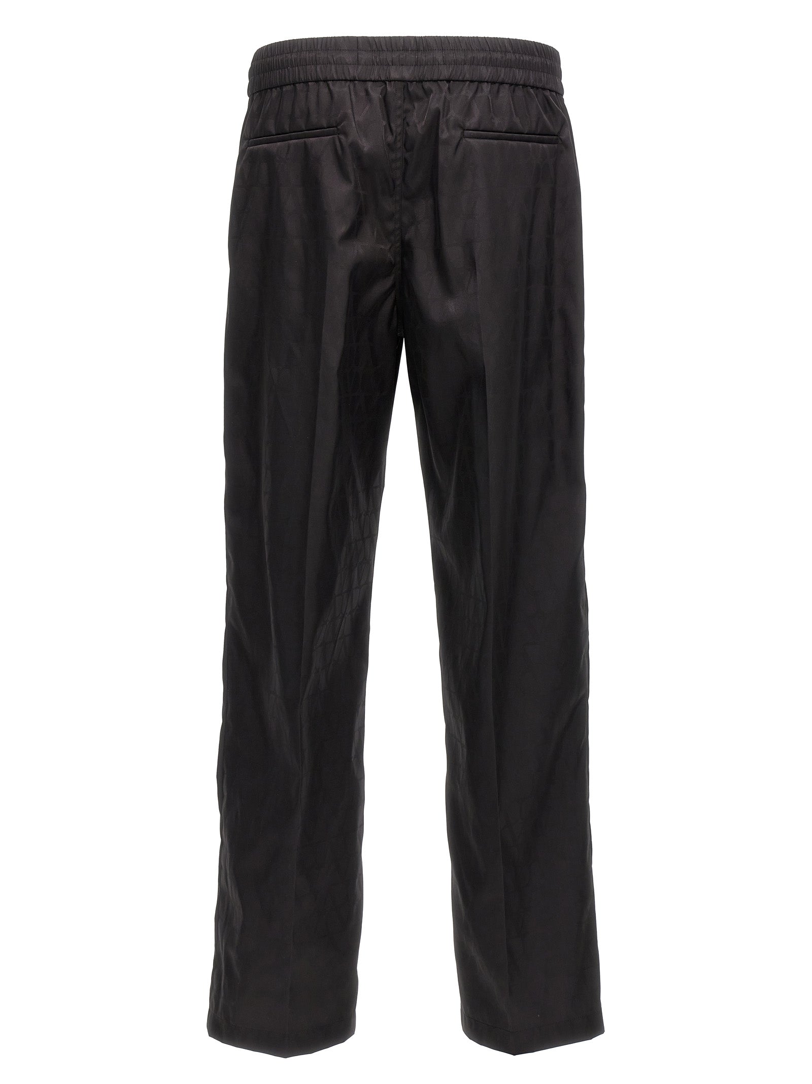 Casual Pants by Valentino Garavani for men in nylon black, patterned & toile features an refined tailoring silhouette, showcasing a premium with a and long cut for a refined tailoring look.