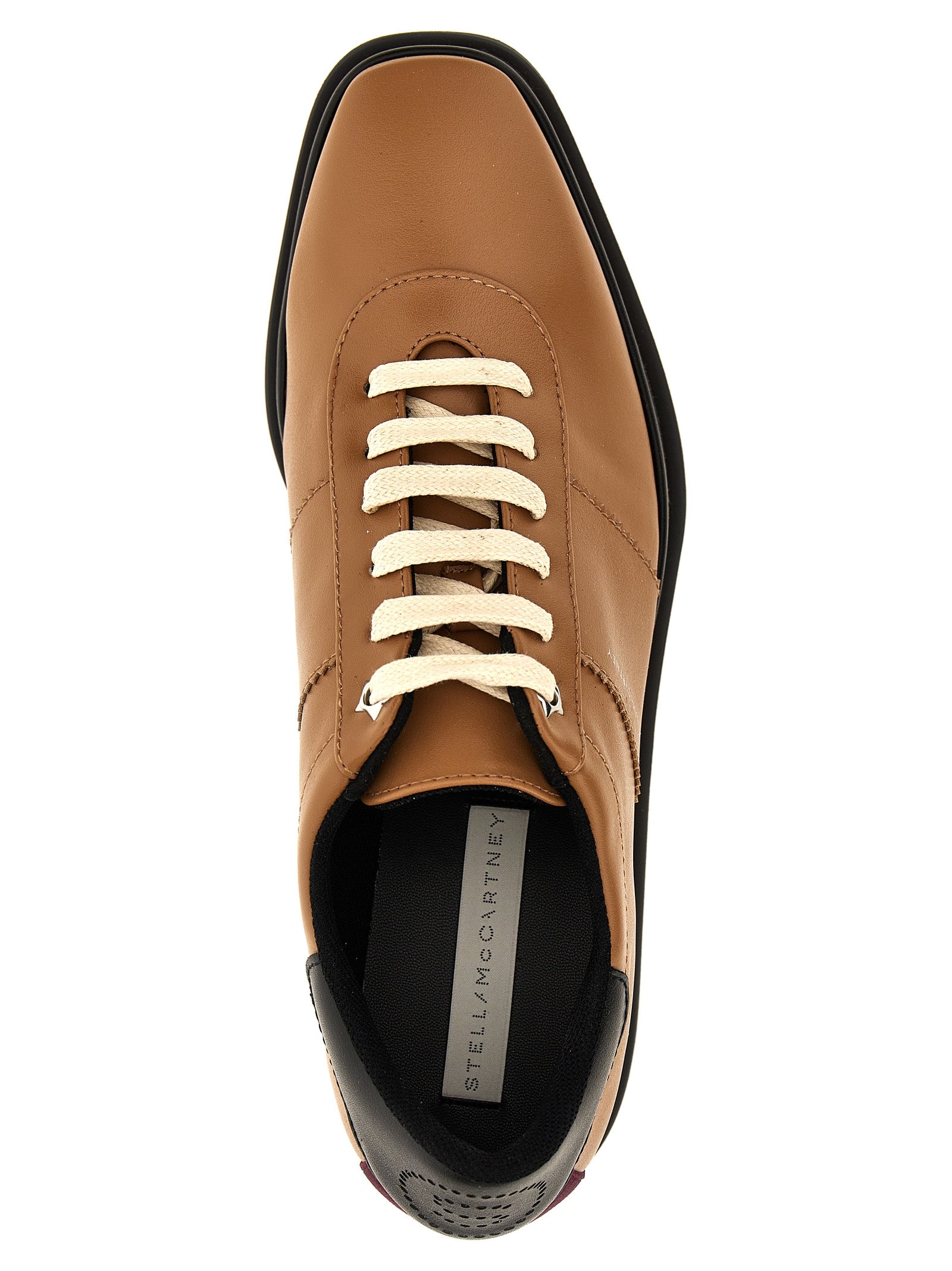 Wedge Lace-Up Sandals by Stella McCartney for women in polyester & polyurethane brown features an architectural design from the Women's Polyester & Polyurethane Wedge Lace-Up Sandals collection, defined by a architectural wedge and for a architectural finish.