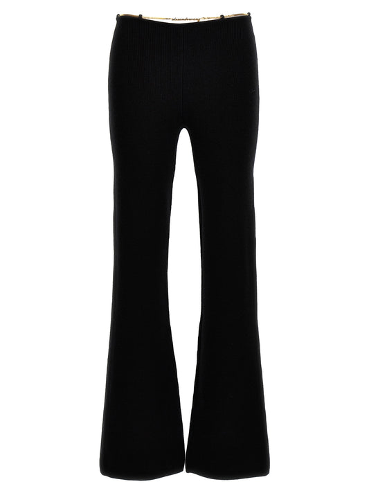 Casual Pants by Alexander Wang for women in polyamide & wool black & gold presents a refined pantology silhouette, artfully defined by a refined pantology , long, and a sophisticated .