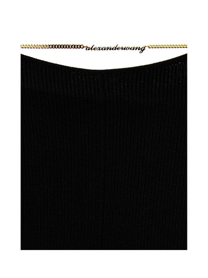 Casual Pants by Alexander Wang for women in polyamide & wool black & gold features an sartorial and long with a cut for a sartorial finish.
