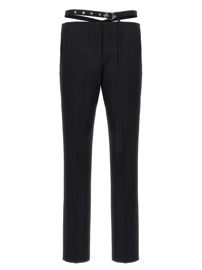 Trousers by The Attico for women in virgin wool black features a tailored silhouette with a tailored slim, defined by its long and a sophisticated .
