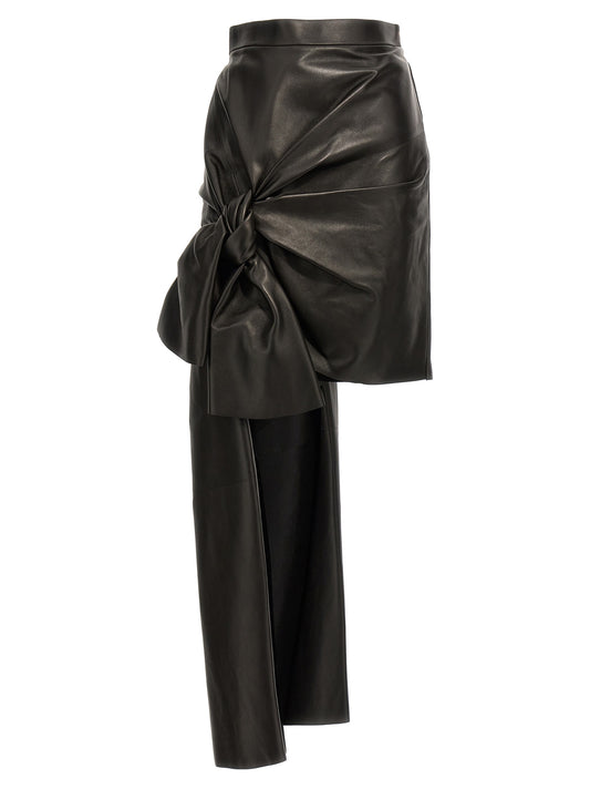 Skirt by Alexander McQueen for women in lamb leather black features a captivating silhouette, showcasing the captivating Women's High Rise Lamb Leather Maxi Long Skirt design with a sophisticated maxi long for a captivating look.
