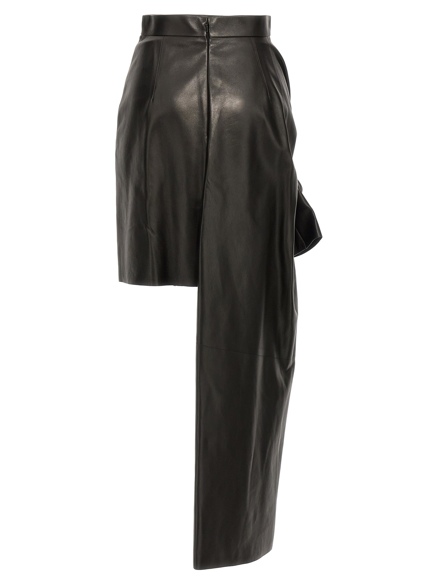 Skirt by Alexander McQueen for women in lamb leather black features an tailored silhouette, artfully capturing the essence of Women's High Rise Lamb Leather Maxi Long Skirt in a sophisticated maxi long.