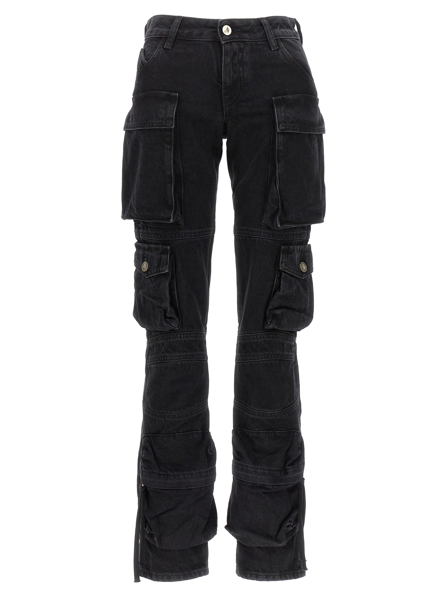 Cargo Pants by The Attico for women in denim cotton black features an tailored skinny with a low rise and long, creating a tailored utilitarian silhouette.