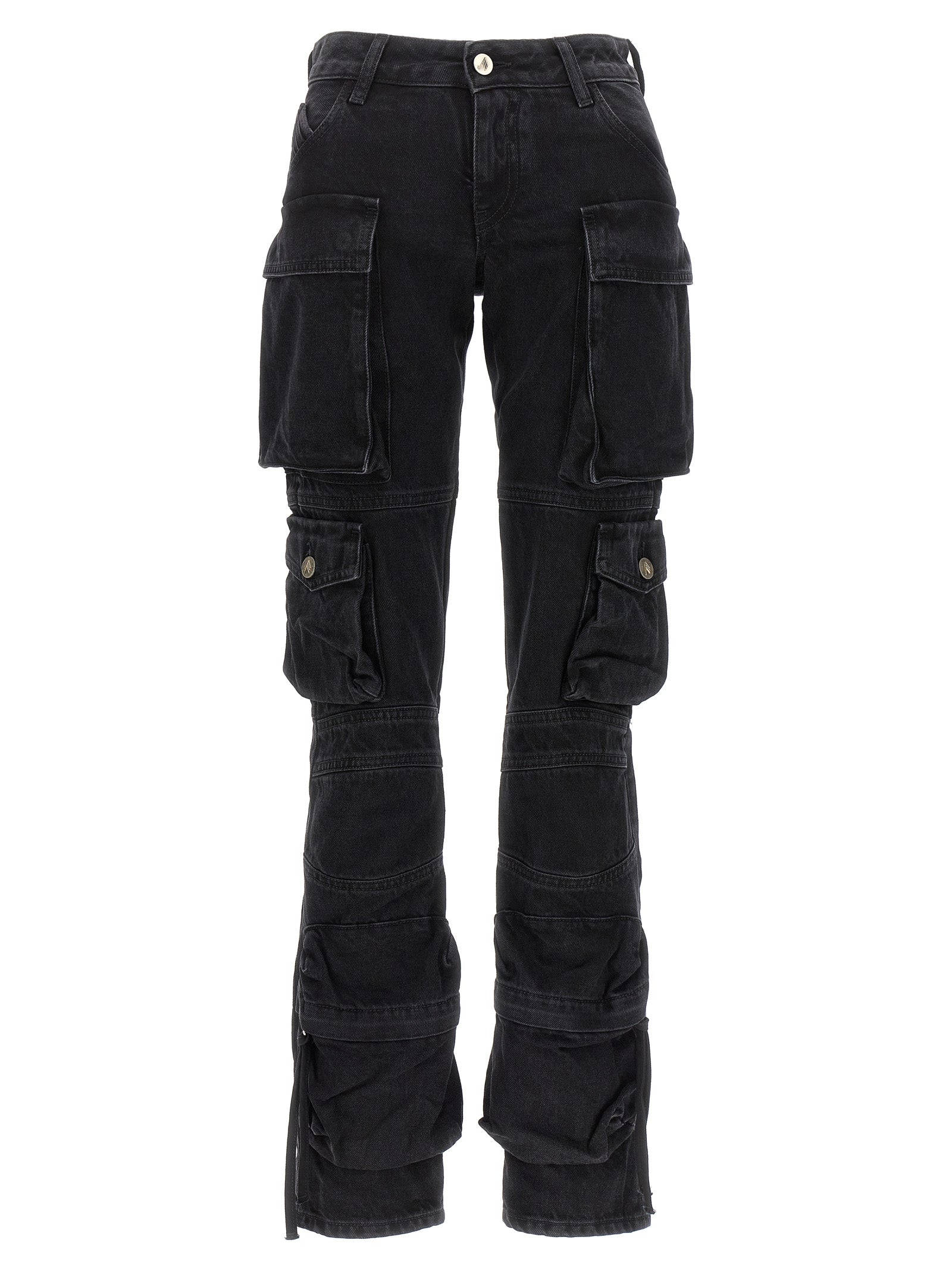 Cargo Pants by The Attico for women in denim cotton black features an tailored skinny with a low rise and long, creating a tailored utilitarian silhouette.