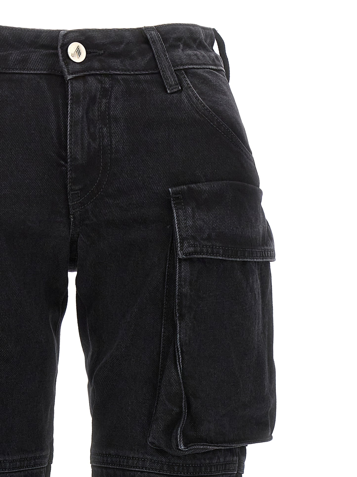 Cargo Pants by The Attico for women in denim cotton black features an tailored skinny with a low rise and long, creating a tailored utilitarian silhouette.