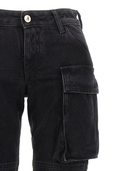 Cargo Pants by The Attico for women in denim cotton black features an tailored skinny with a low rise and long, creating a tailored utilitarian silhouette.