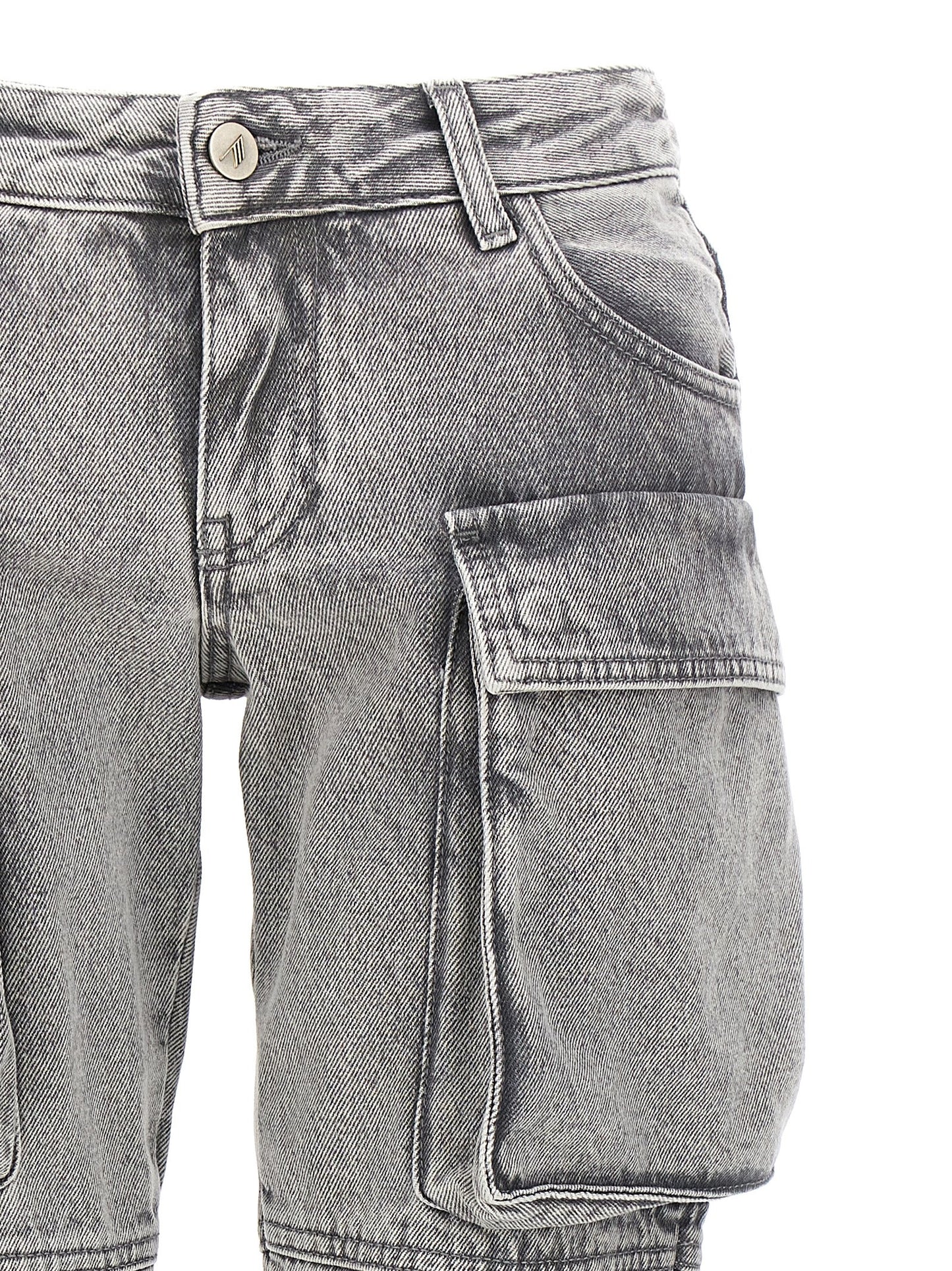 Cargo Pants by The Attico for women in denim cotton gray presents a on trend silhouette, artfully finished with a on trend skinny, long, and low rise for a sophisticated look.