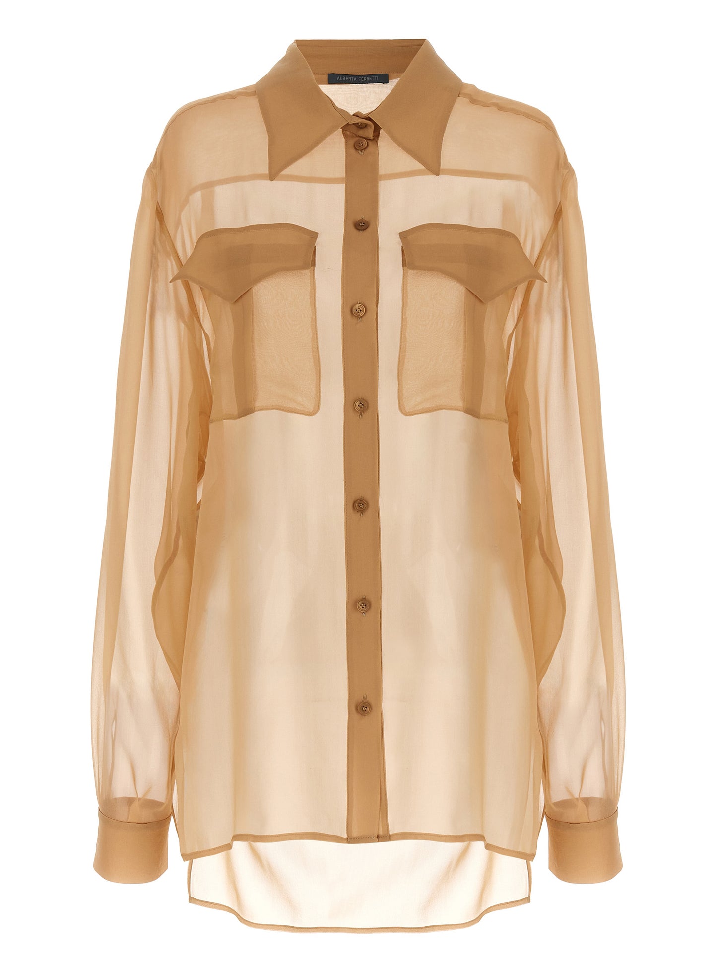 Blouse by Alberta Ferretti for women in silk chiffon beige & transparent, featuring a nuanced and nuanced for a sophisticated finish.