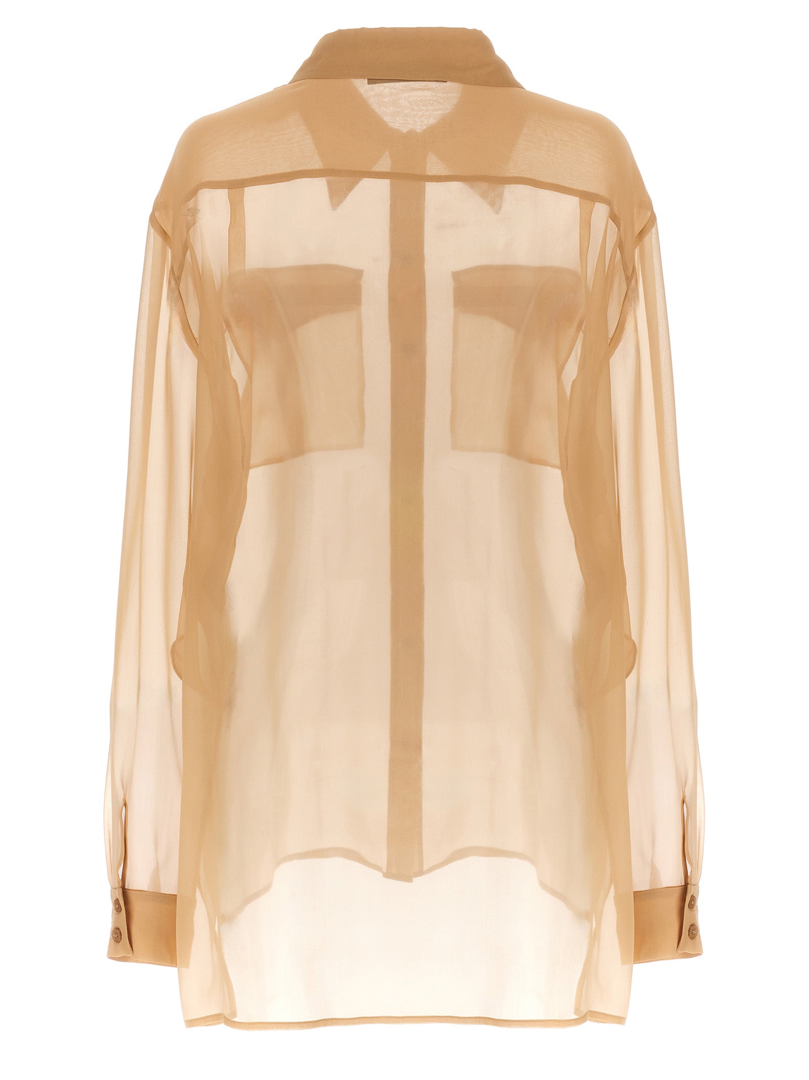 Blouse by Alberta Ferretti for women in silk chiffon beige & transparent features an architectural silhouette with a refined and elegant for a architectural look.