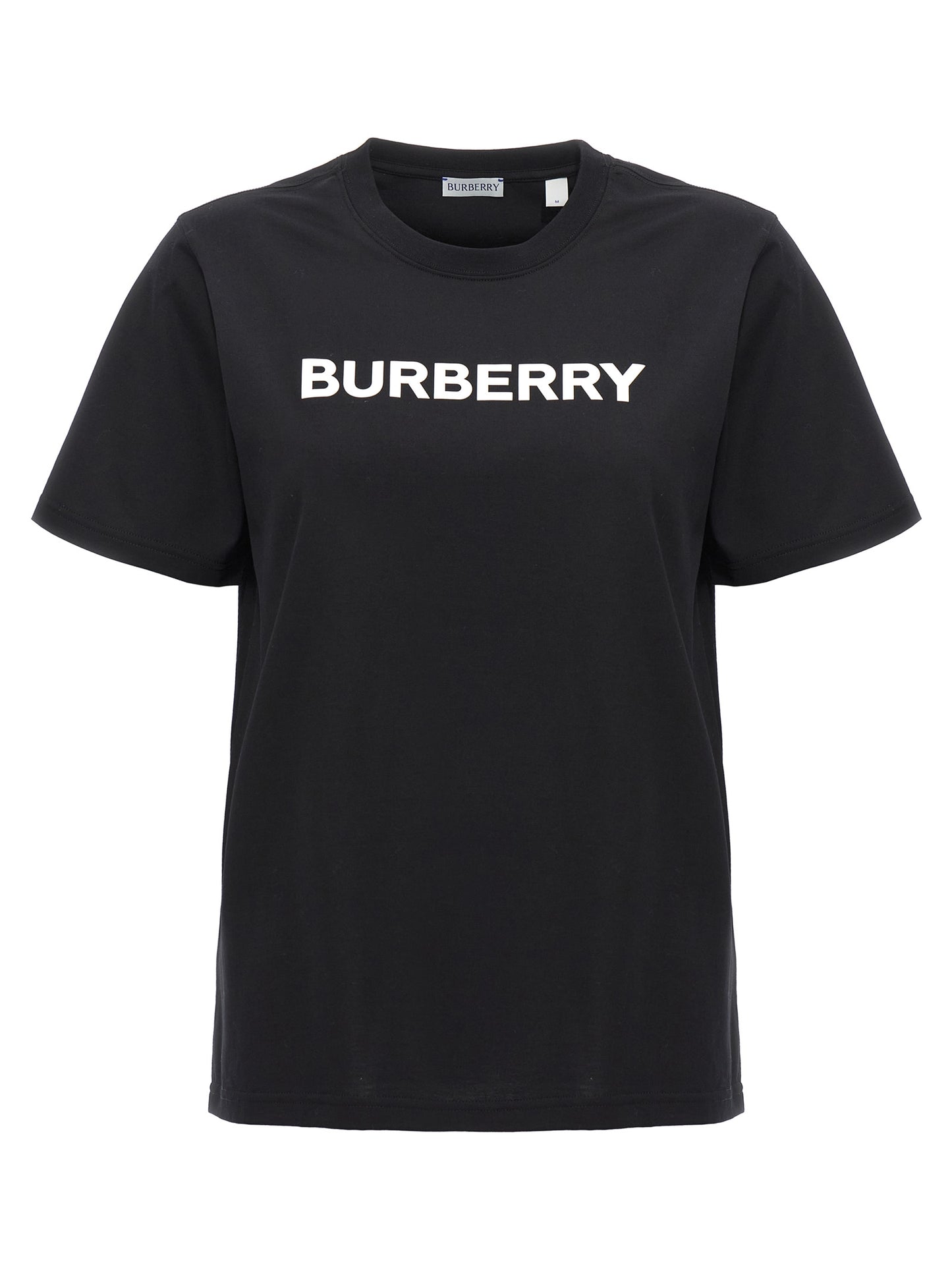 T-Shirt by Burberry for women in cotton bicolour, black, white & print showcases a chic silhouette, artfully detailed with a chic crew neckline and for a chic finish.