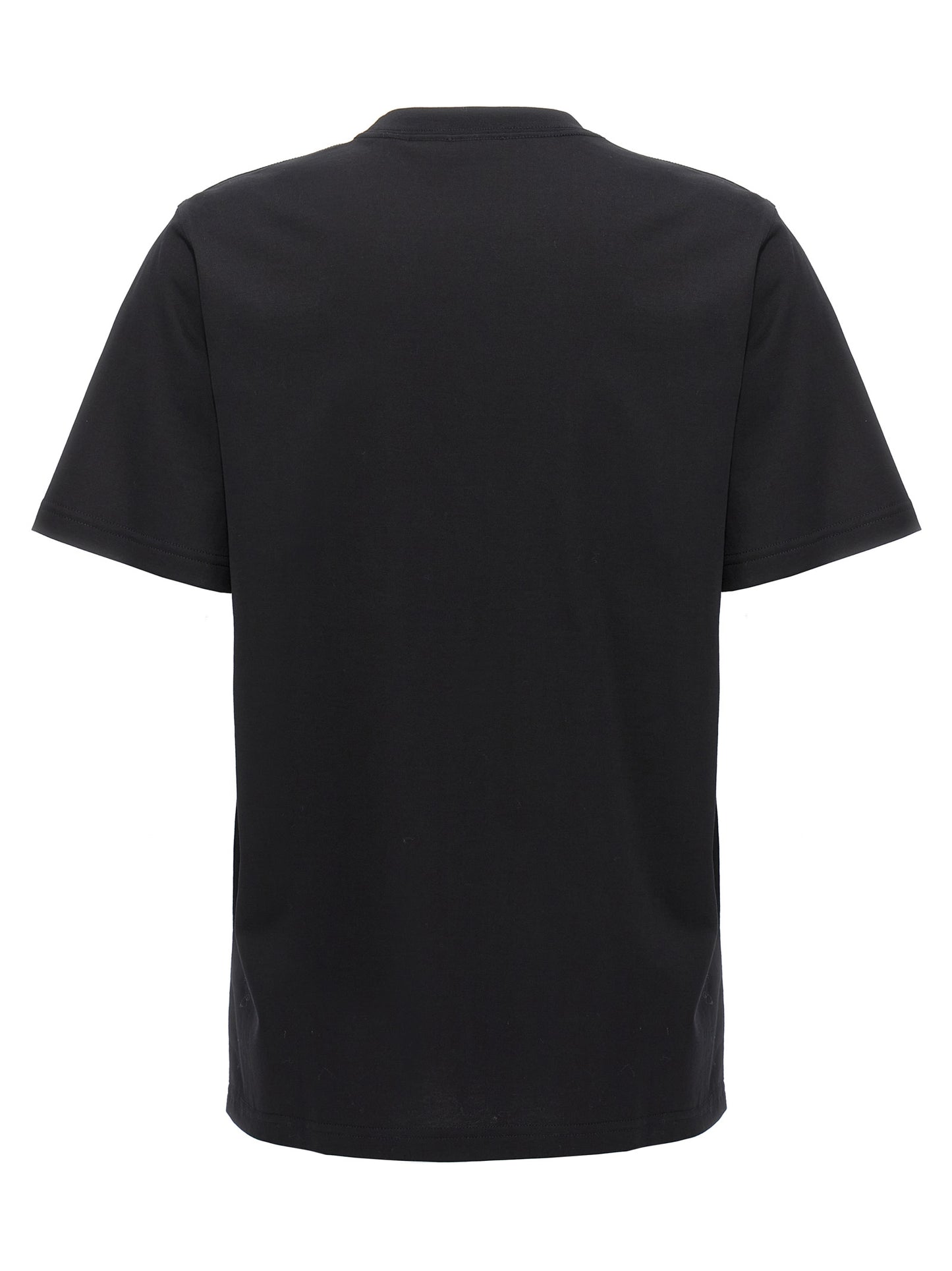 T-Shirt by Burberry for women in cotton bicolour, black, white & print showcases a dramatic silhouette, elegantly detailed with a dramatic crew neckline and for a truly dramatic finish.