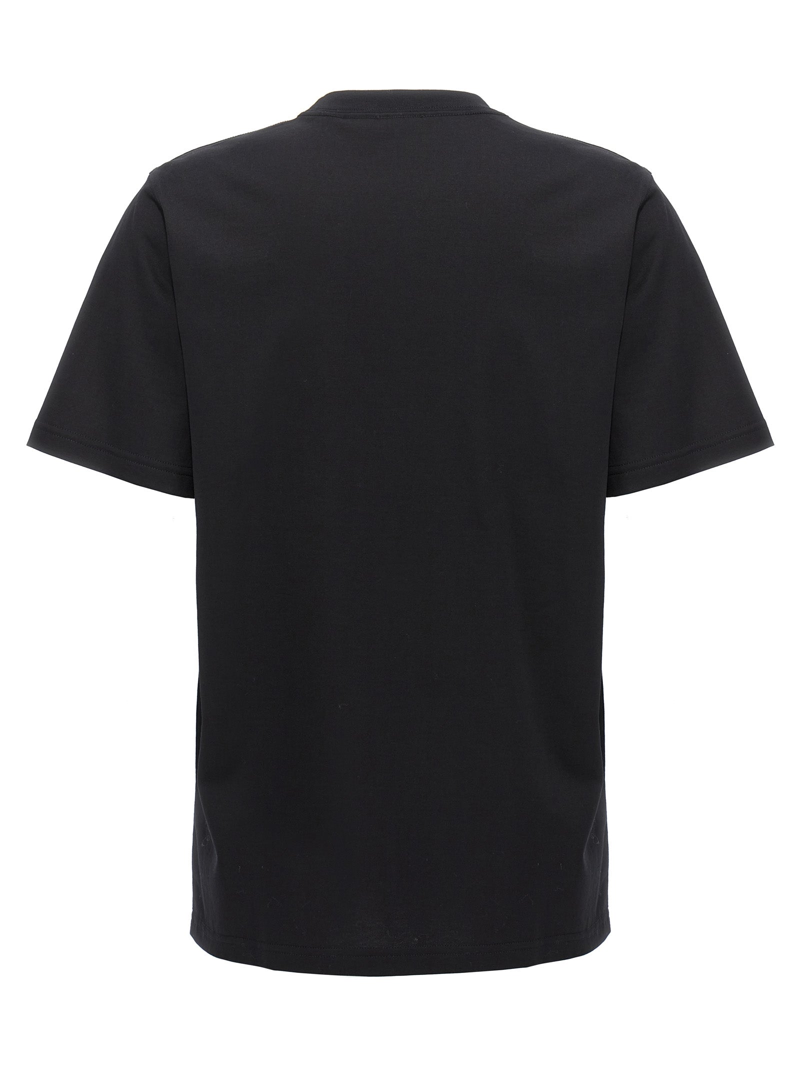 T-Shirt by Burberry for women in cotton bicolour, black, white & print showcases a dramatic silhouette, elegantly detailed with a dramatic crew neckline and for a truly dramatic finish.