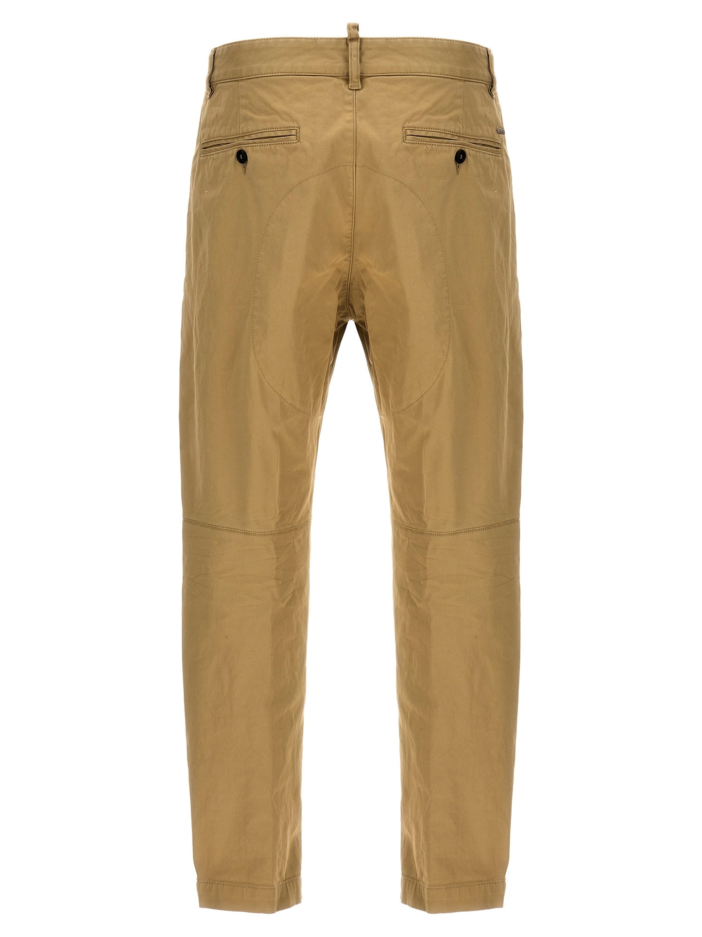 Chinos Pants by Dsquared² for men in stretch cotton beige, featuring a architectural with a architectural long and for a refined silhouette.