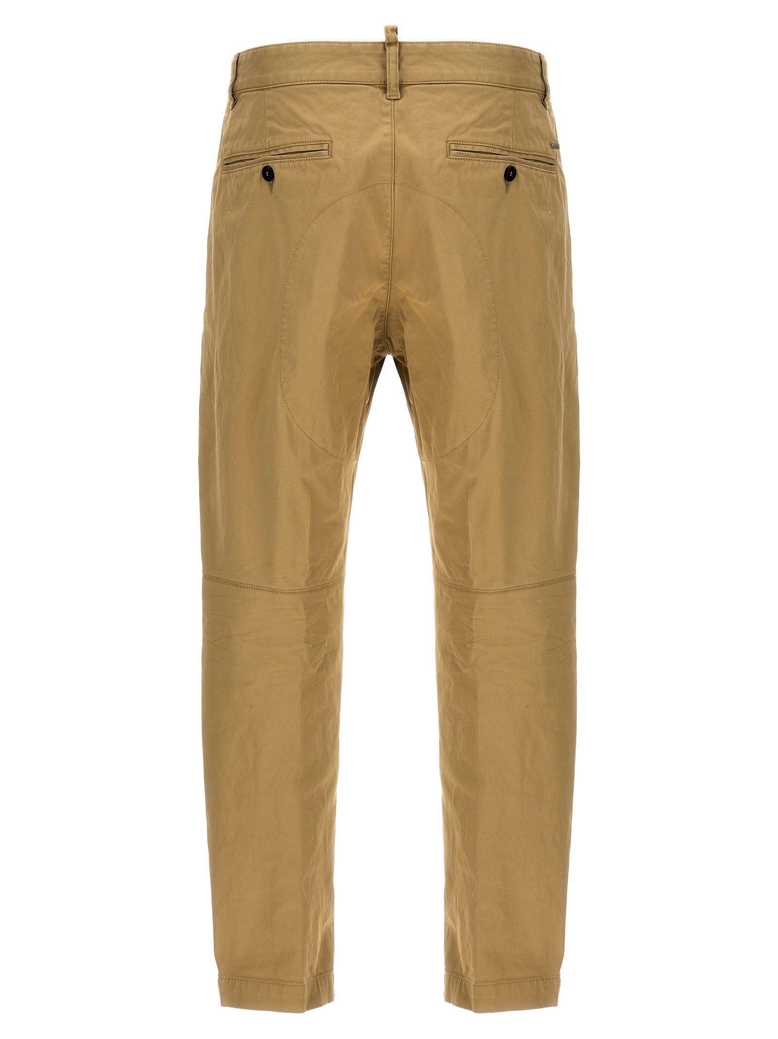 Chinos Pants by Dsquared² for men in stretch cotton beige, featuring a architectural with a architectural long and for a refined silhouette.
