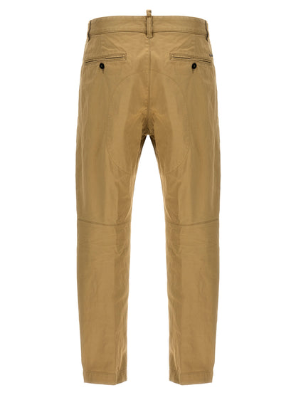 Chinos Pants by Dsquared² for men in stretch cotton beige, featuring a architectural with a architectural long and for a refined silhouette.