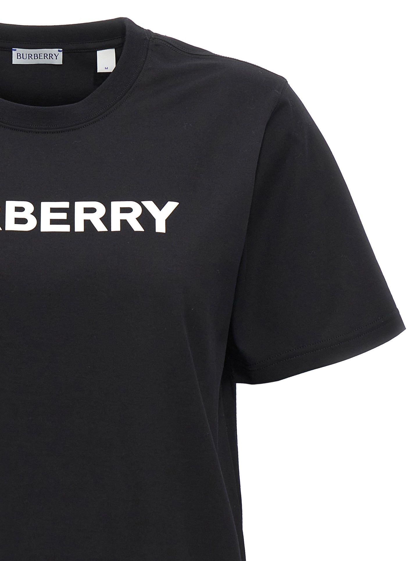T-Shirt by Burberry for women in cotton bicolour, black, white & print features an edgy silhouette, meticulously detailed with a sophisticated and crew neckline for a truly edgy finish.