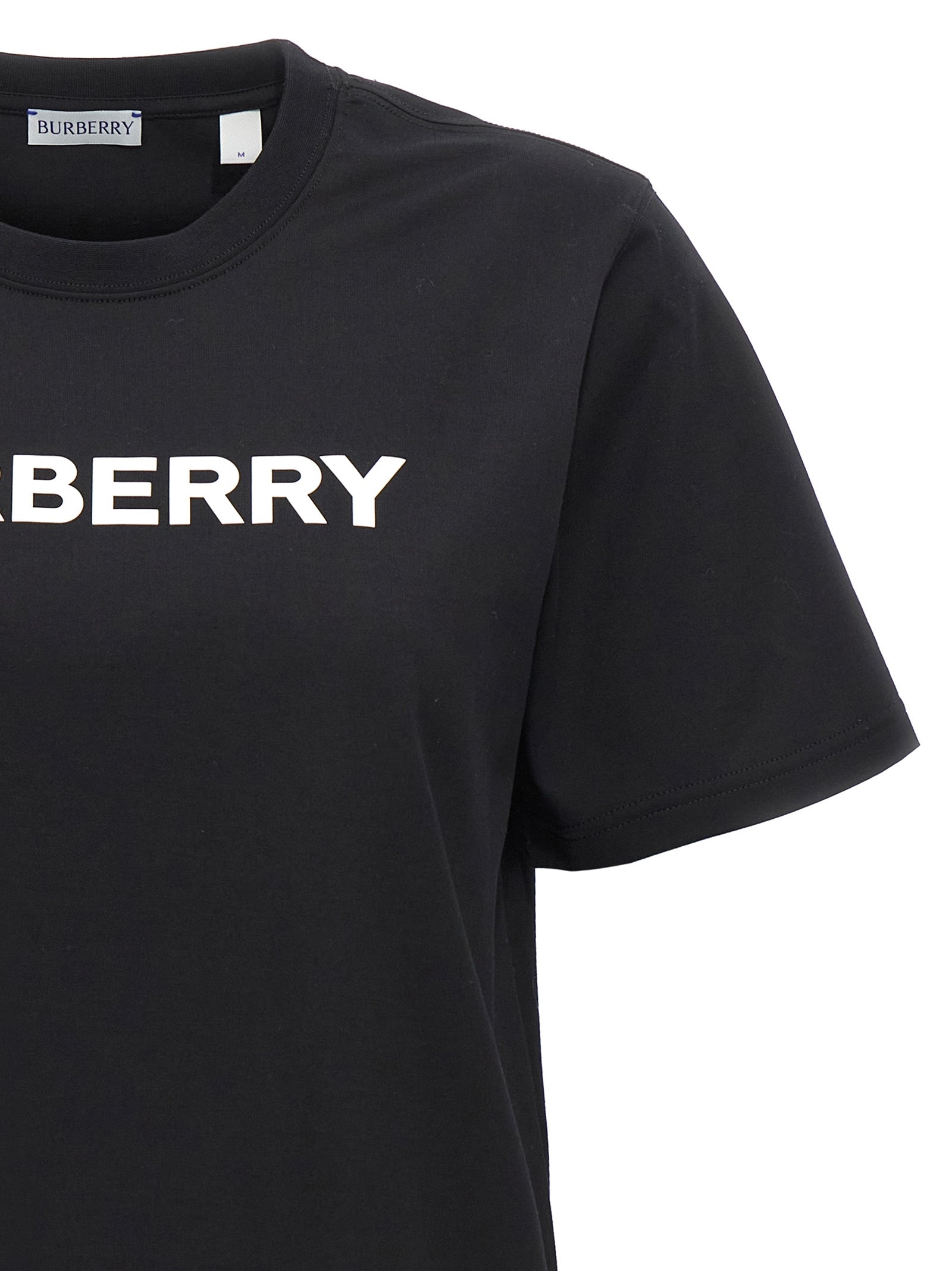 T-Shirt by Burberry for women in cotton bicolour, black, white & print features an edgy silhouette, meticulously detailed with a sophisticated and crew neckline for a truly edgy finish.