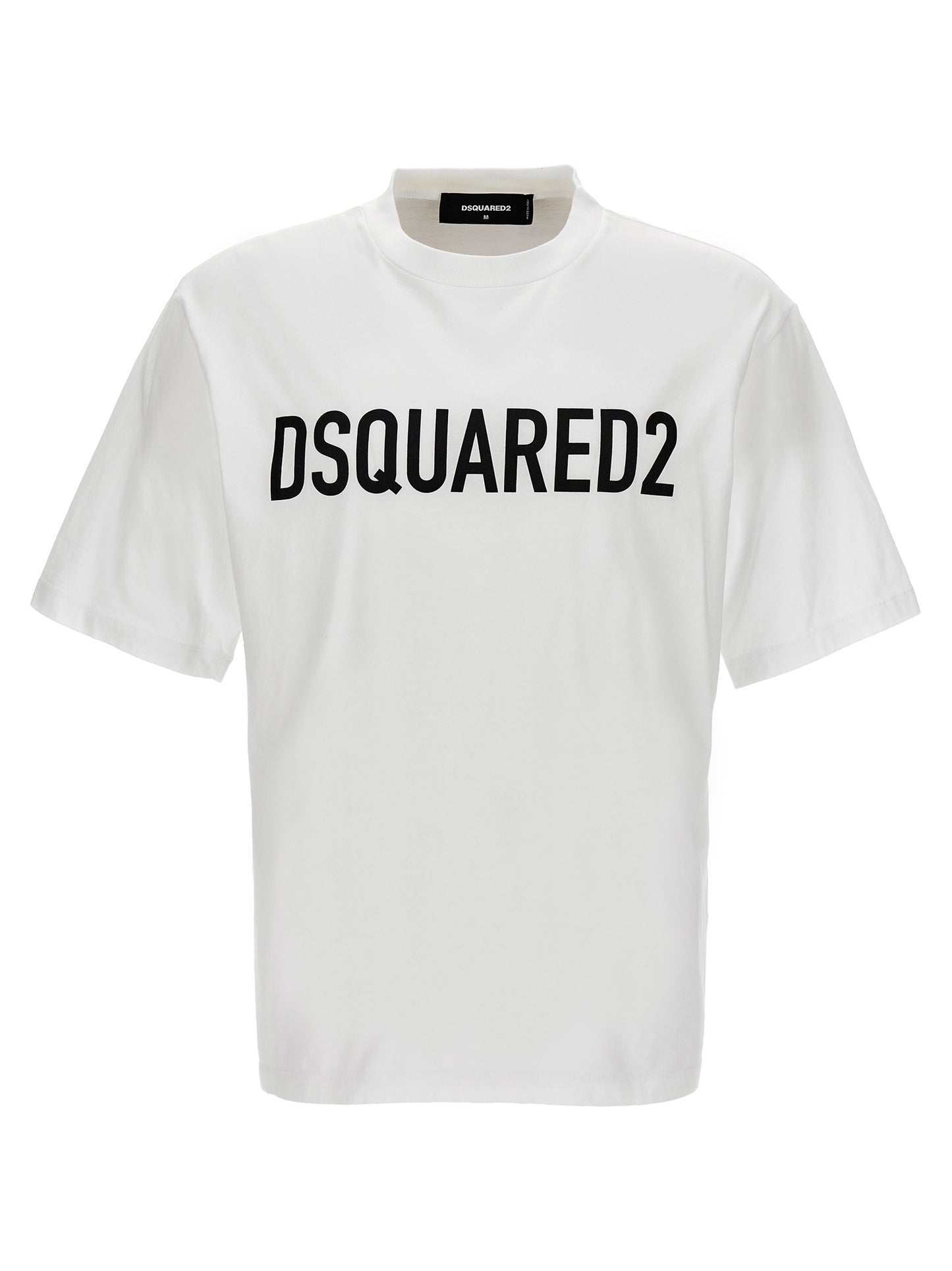 T-Shirt by Dsquared² for men in cotton bicolour, black, white & print showcases a fashionable silhouette, elegantly detailed with a fashionable and crew neckline for a sophisticated, high-fashion look.