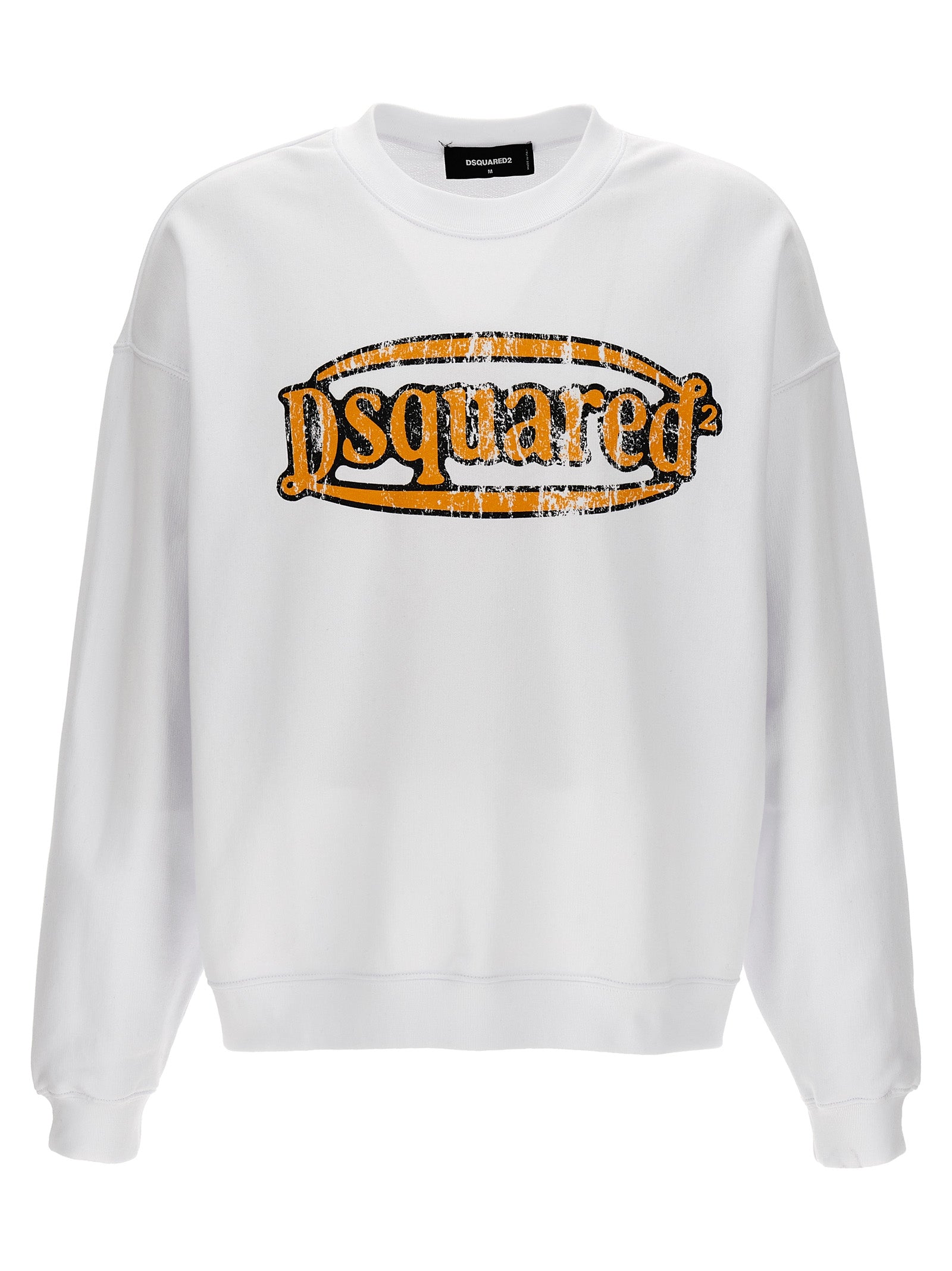 Sweatshirt by Dsquared² for men in cotton white & print features an exquisite silhouette, showcasing and crew neckline details for a exquisite look.