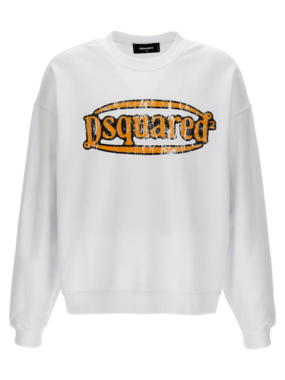Sweatshirt by Dsquared² for men in cotton white & print features an exquisite silhouette, showcasing and crew neckline details for a exquisite look.